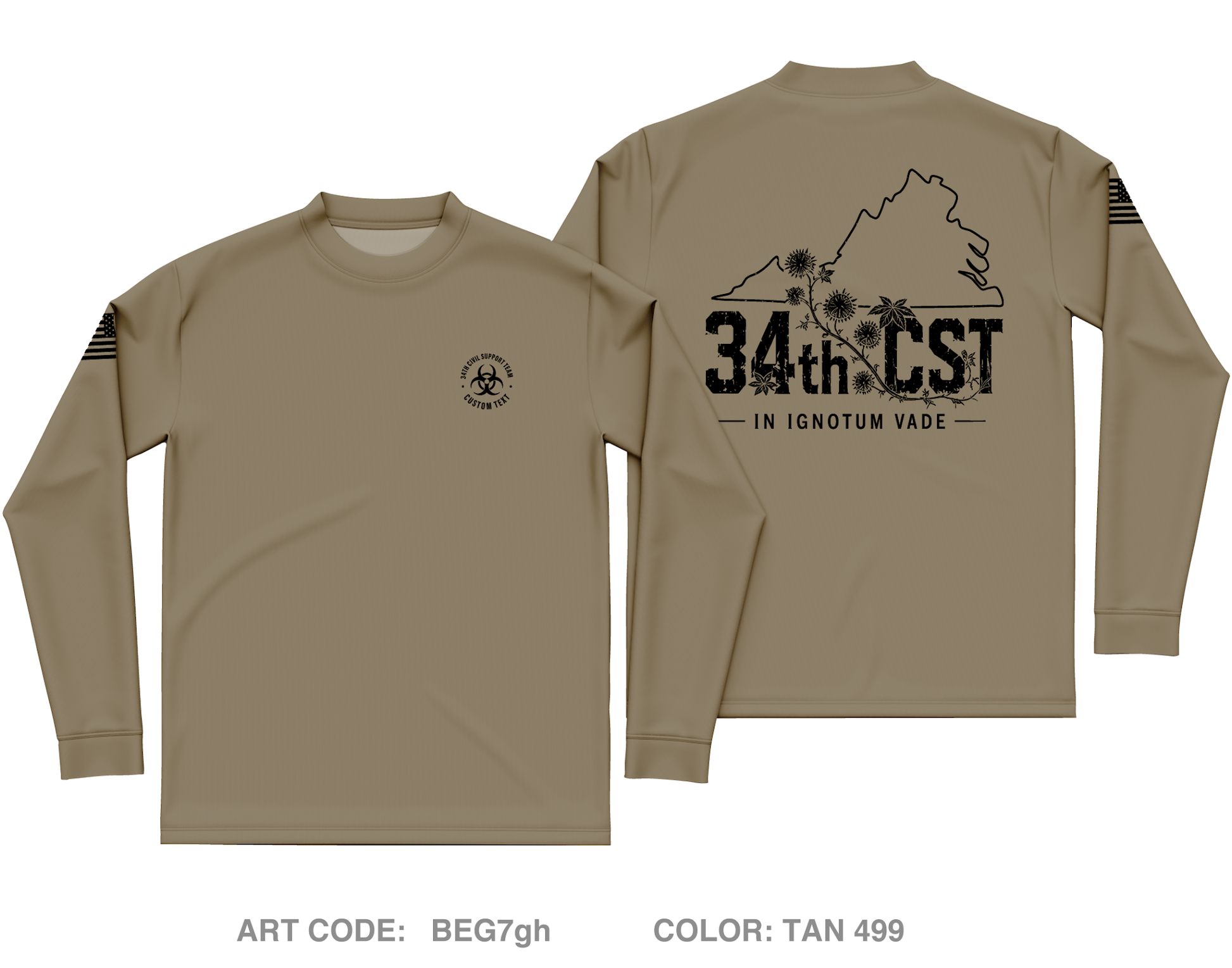 CUSTOM 34th Civil Support Team Core Men's LS Performance Tee - BEG7gh