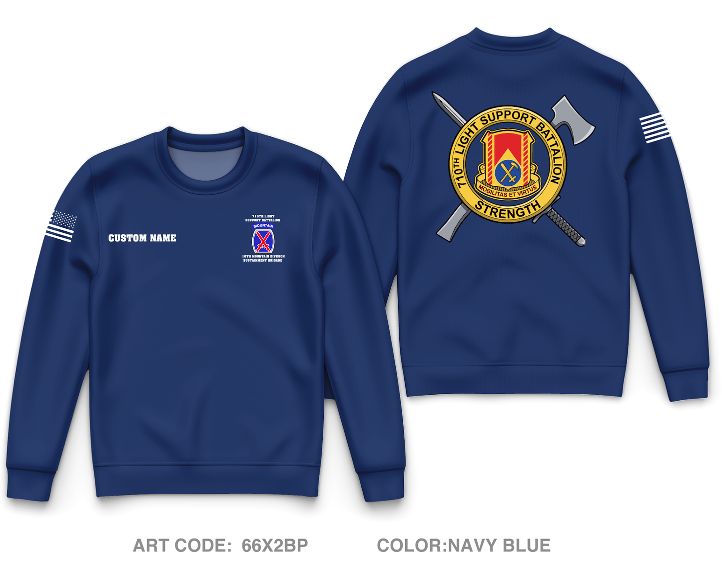CUSTOM 710 Light Support Battalion Core Men's Crewneck Performance Sweatshirt - 66X2BP