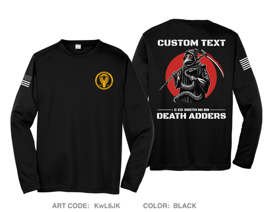 CUSTOM Death Adder Platoon C Co 305th Hi-Tech Performance Unisex LS Tee - KwL6JK