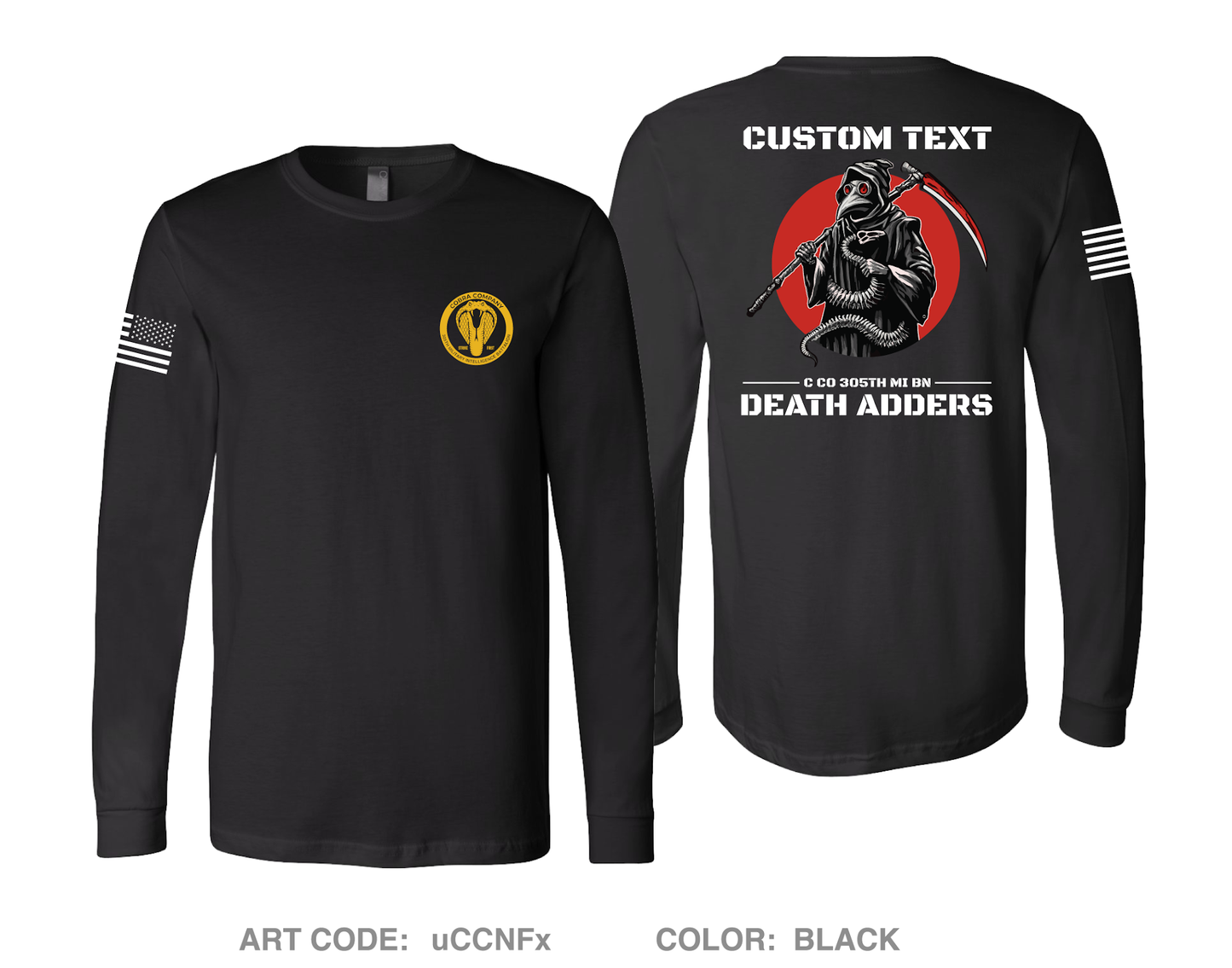 CUSTOM Death Adder Platoon C Co 305th Comfort Unisex Cotton LS Tee - uCCNFx