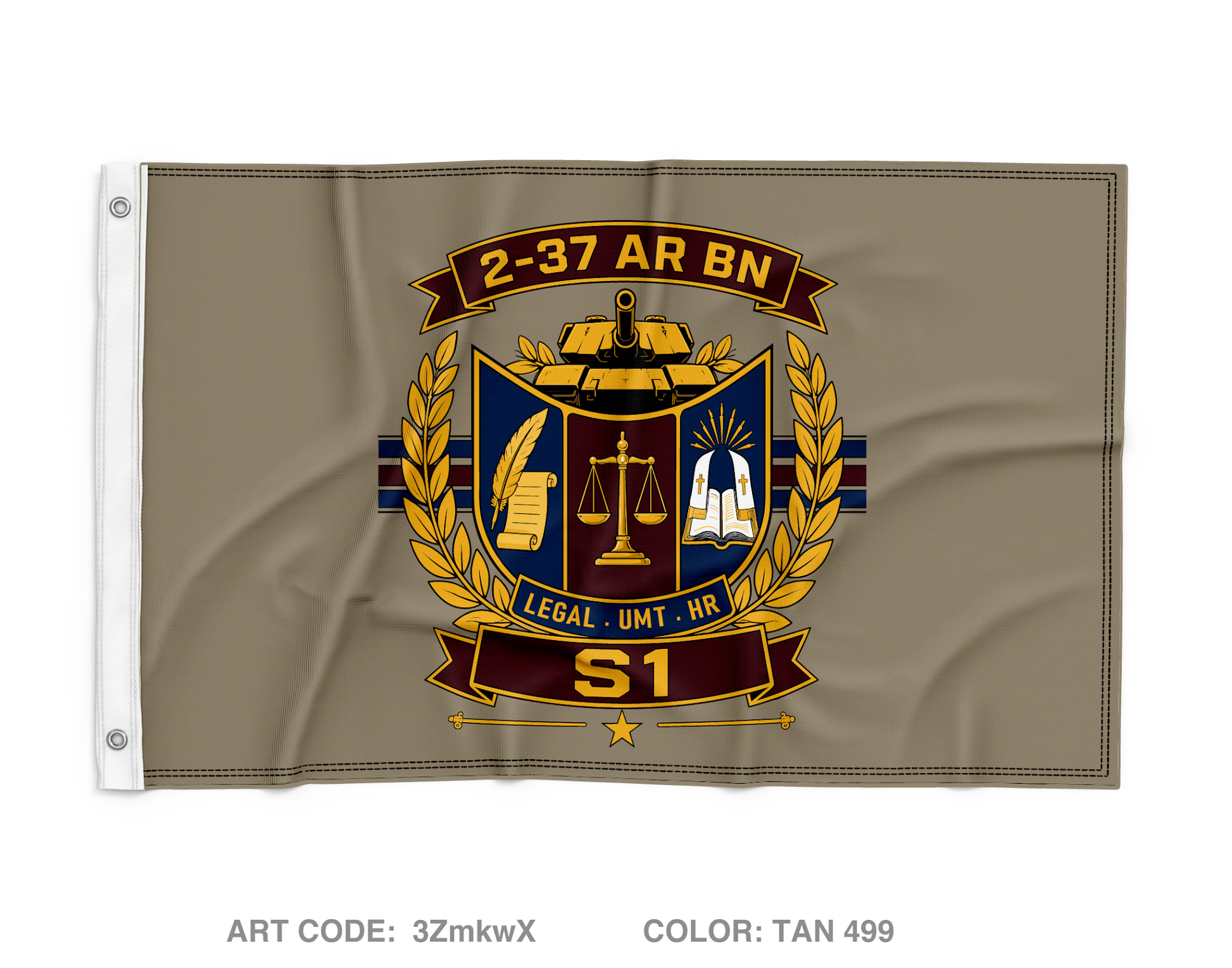 2-37 AR BN Wall Flag - 3ZmkwX