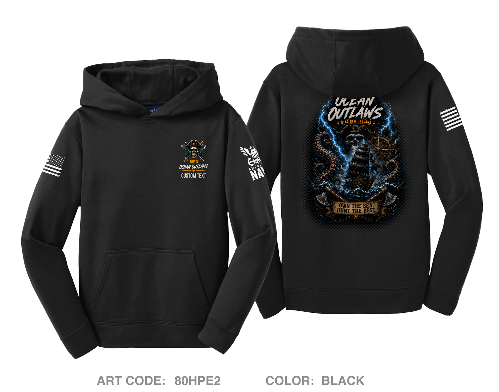 CUSTOM Ocean Outlaws Hi-Tech Performance Unisex Youth Hoodie - 80HPE2_Y