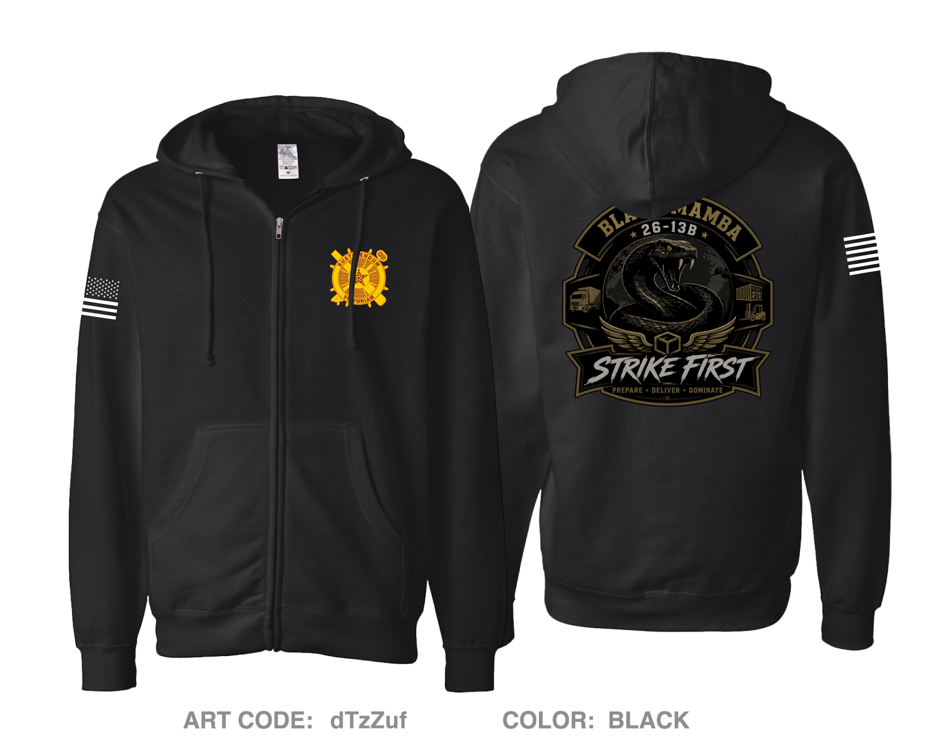 26-13B Black Mambas Fundraising Collection Comfort Unisex Cotton Blend Full-Zip Hooded Sweatshirt - dTzZuf