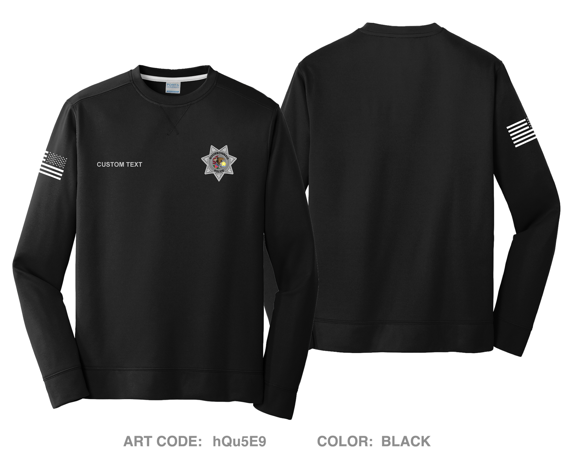 CUSTOM Bourbonnais Police HI-Tech Performance Crewneck Sweatshirt - hQu5E9