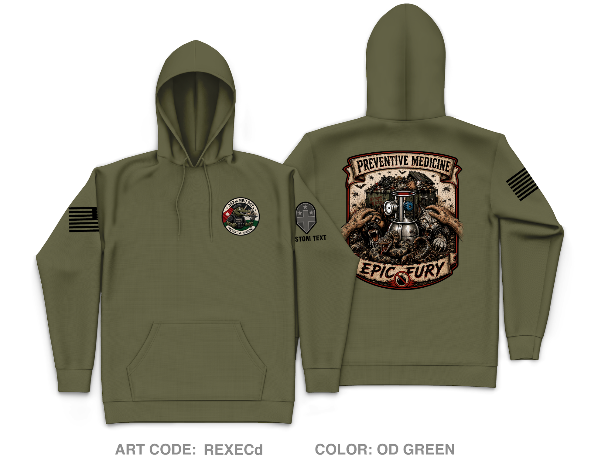 CUSTOM 342nd Medical Detachment (PM) Core Men's Hooded Performance Sweatshirt - REXECd