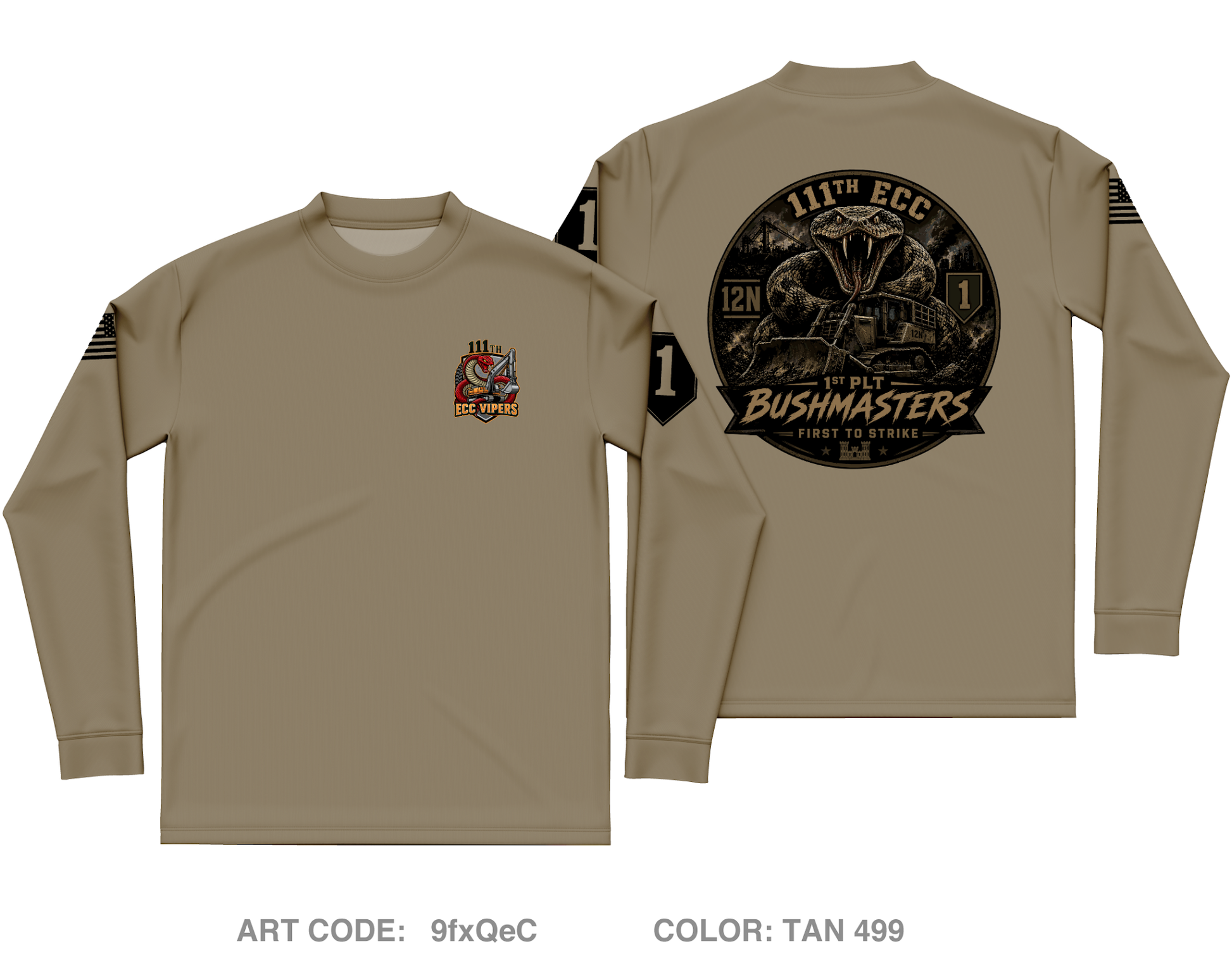 111th ECC 1st Platoon Bushmasters Core Men's LS Performance Tee - 9fxQeC