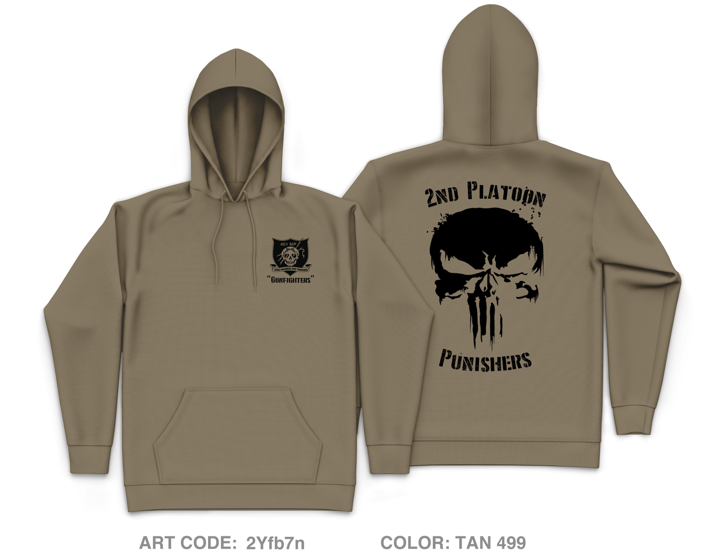 2nd Platoon Punishers Core Men's Hooded Performance Sweatshirt - 2Yfb7n