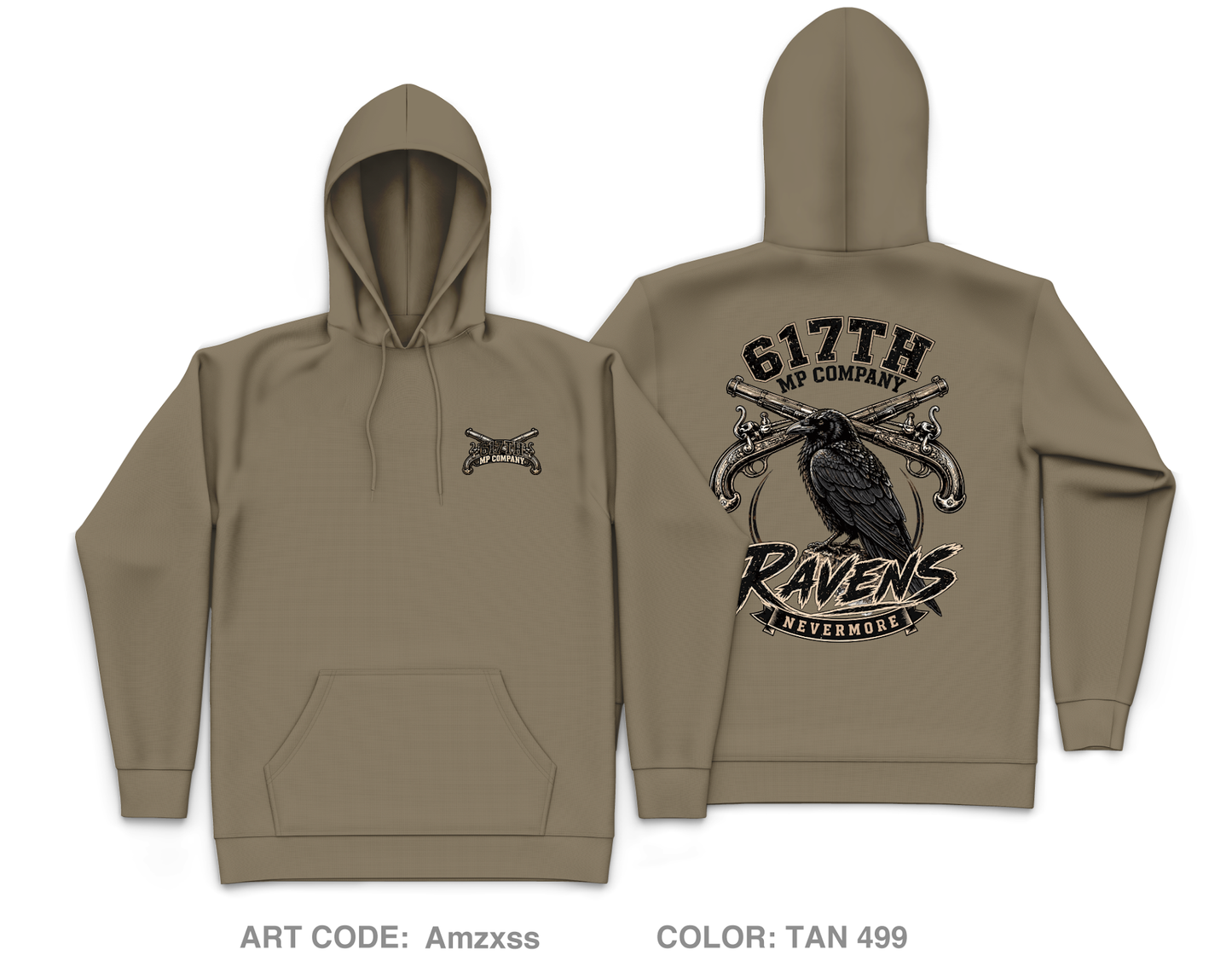 617th MP Co Fundraising Collection Core Men's Hooded Performance Sweatshirt - Amzxss
