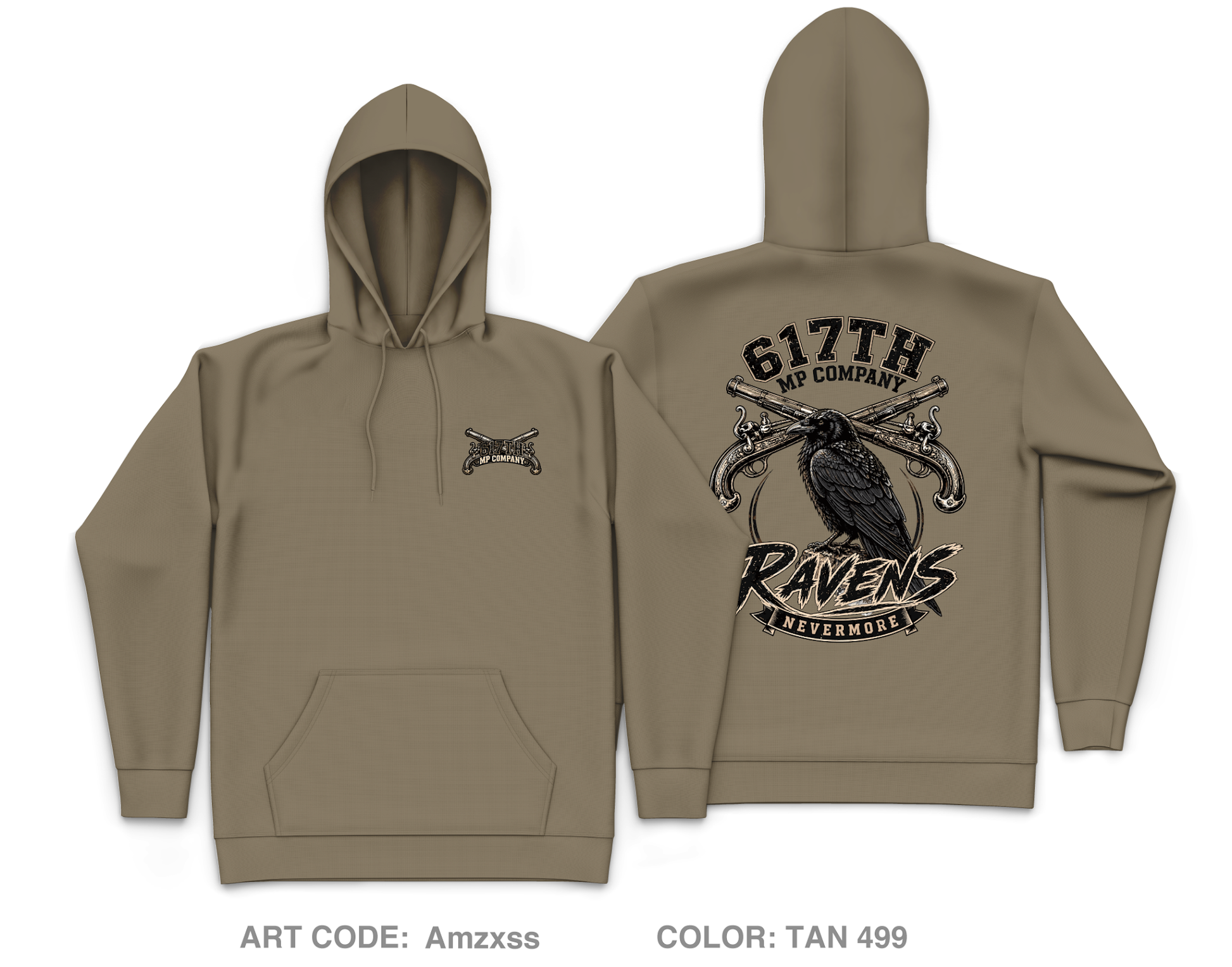 617th MP Co Fundraising Collection Core Men's Hooded Performance Sweatshirt - Amzxss