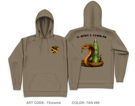 C-BTRY 1-119th FA Core Men's Hooded Performance Sweatshirt - 7Xmwmk