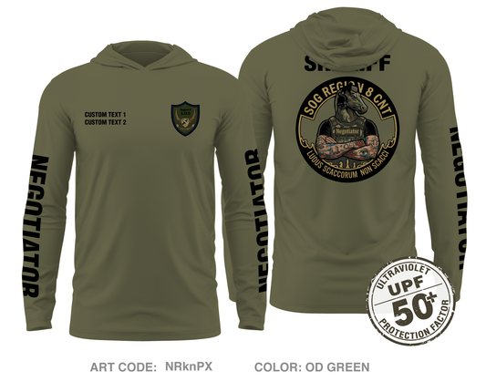 CUSTOM Region 8 HNT Core Men's UPF 50+ Hooded Performance LS Tee - NRknPX