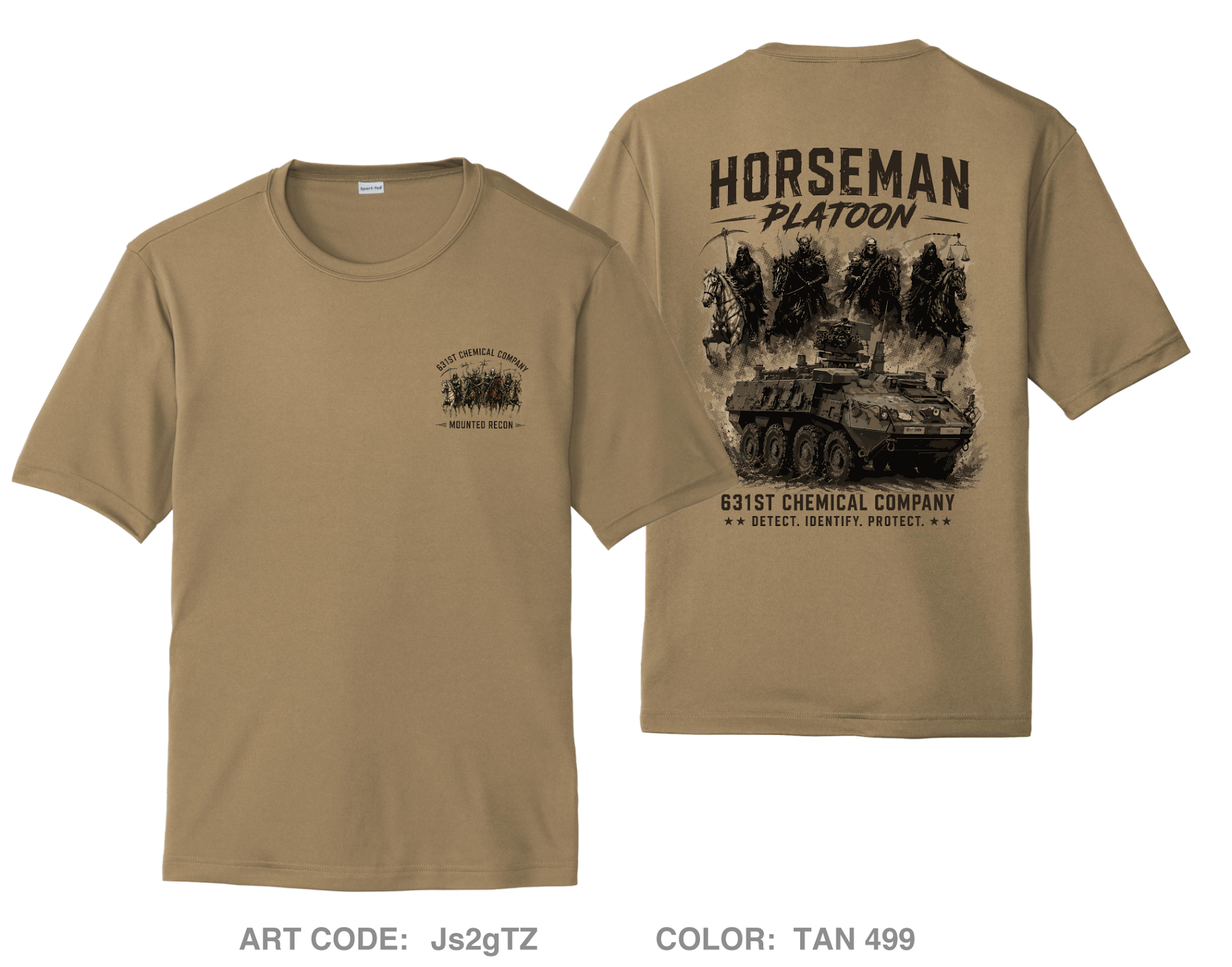 631st Chemical Company - Horseman Platoon Hi-Tech Performance Unisex SS Tee - Js2gTZ