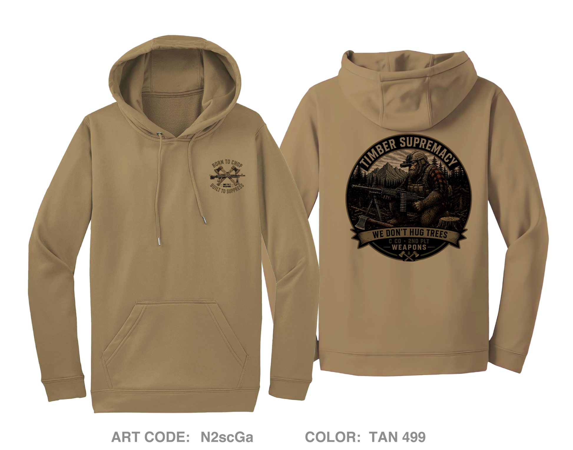 1-158 C co 2nd plt weapons Hi-Tech Performance Hoodie - N2scGa