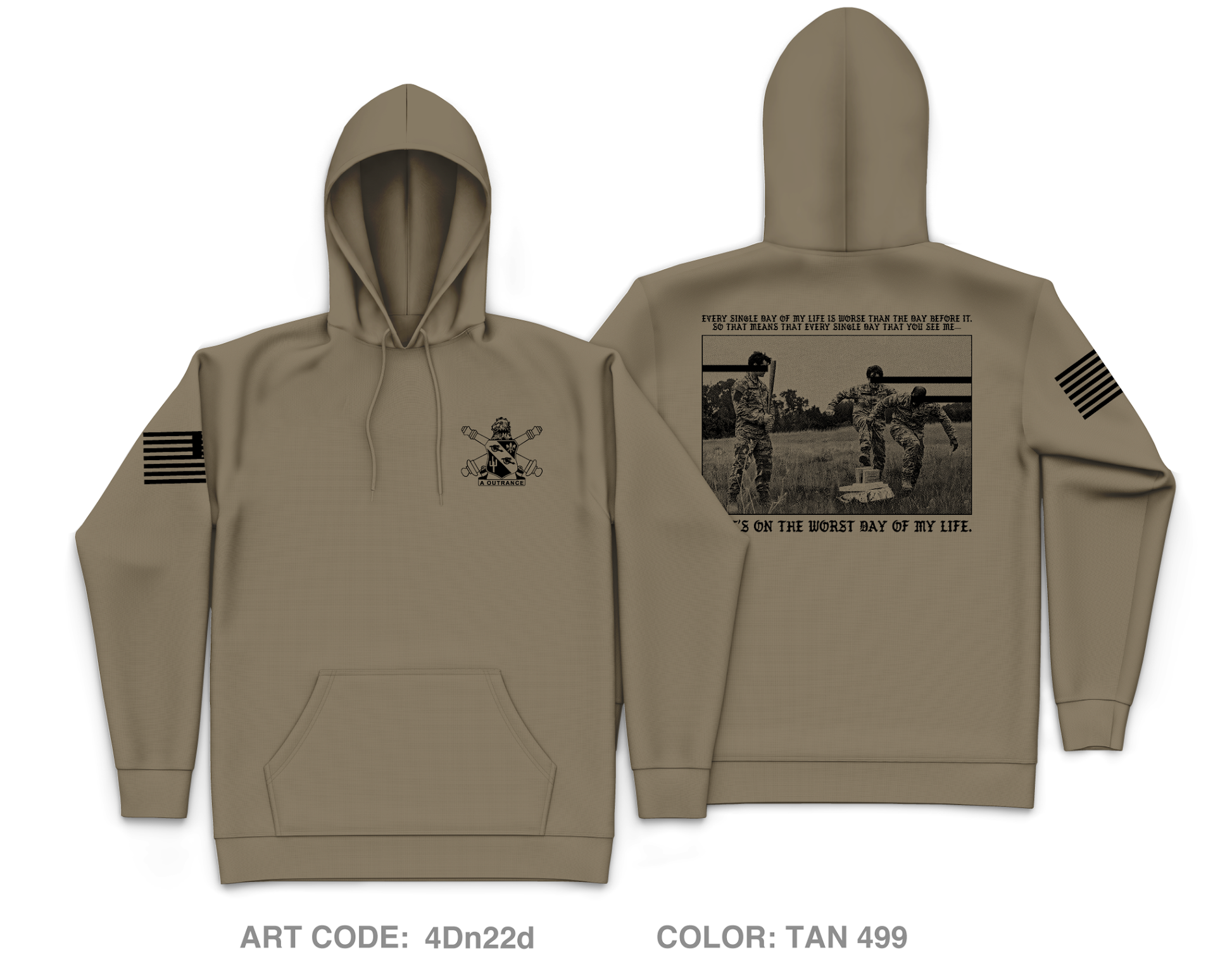 3D Battalion 112TH Field Artillery Regiment Core Men's Hooded Performance Sweatshirt - 4Dn22d