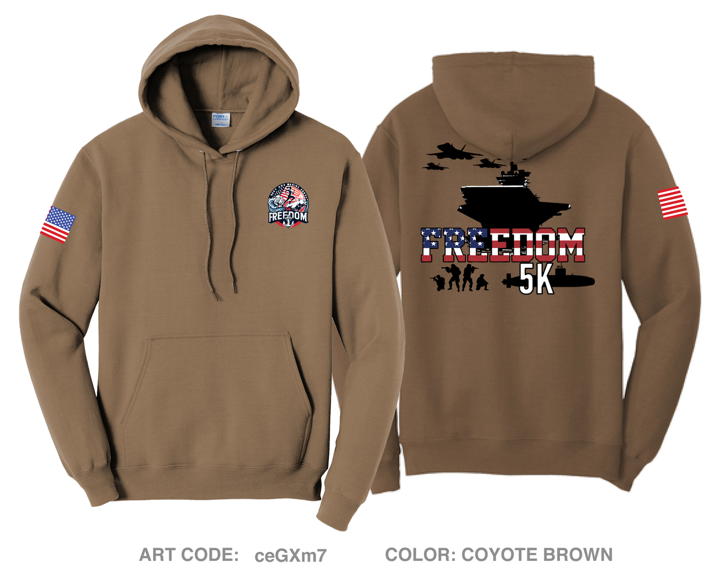 Navy and Marine Corps Freedom 5K Comfort Unisex Hooded Sweatshirt - ceGXm7