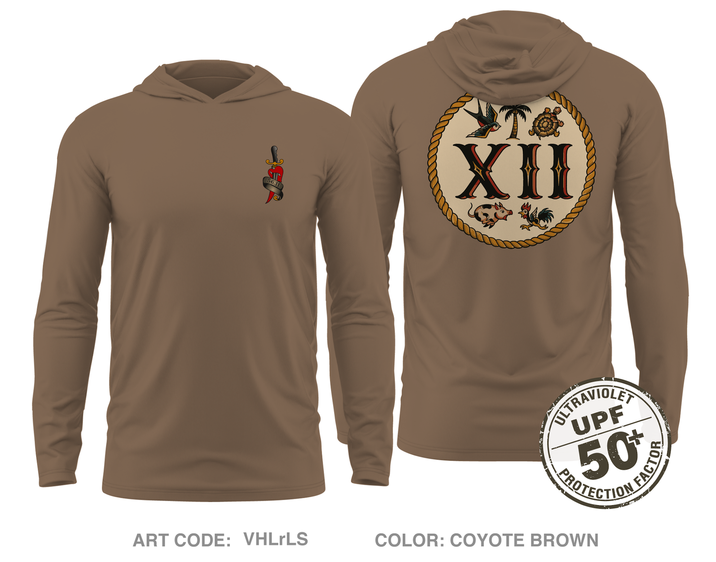 MESG-2 Det Bahrain EST 12 Core Men's UPF 50+ Hooded Performance LS Tee - VHLrLS