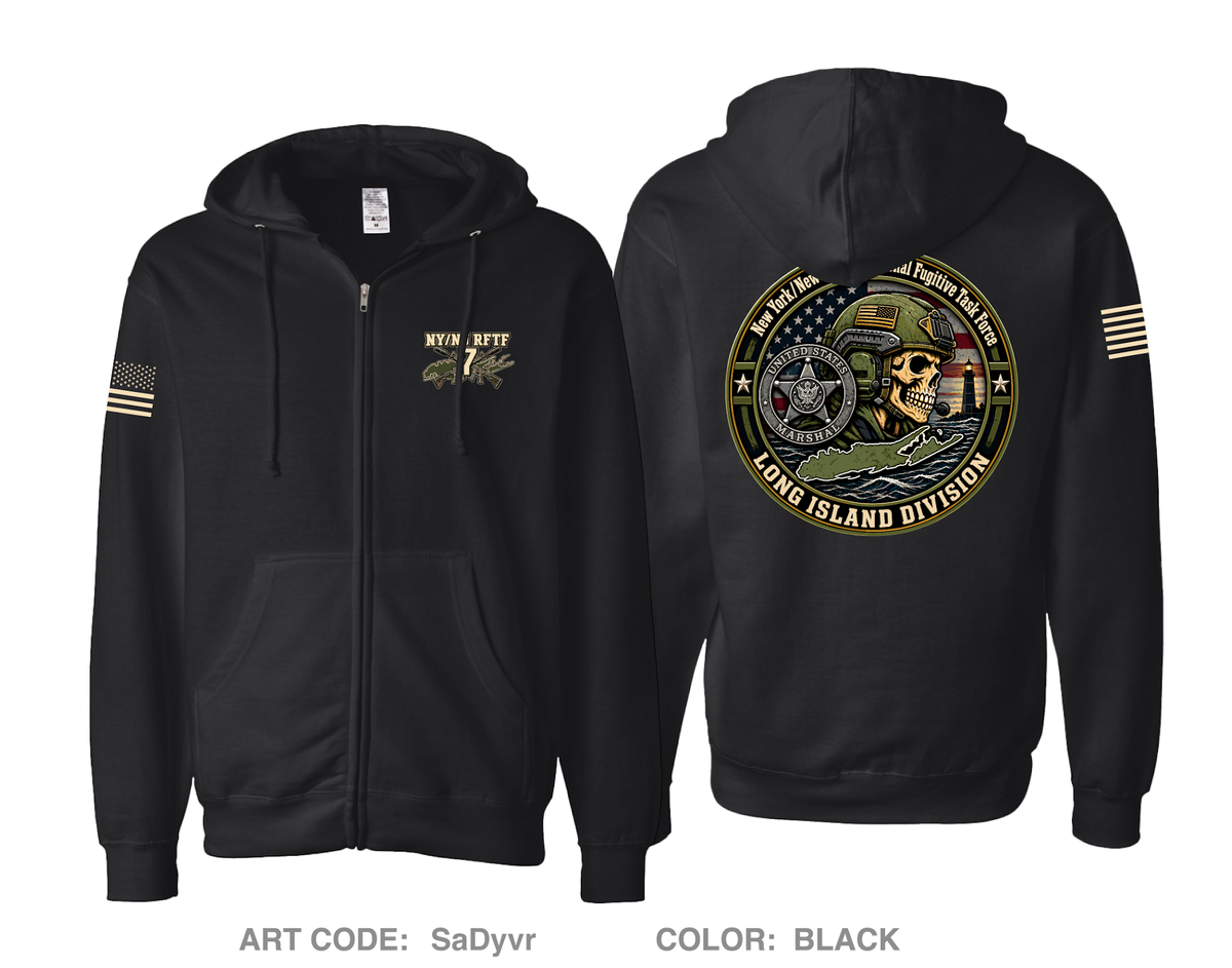 USMS NY/NJ RFTF Long Island Comfort Unisex Cotton Blend Full-Zip Hooded Sweatshirt - SaDyvr