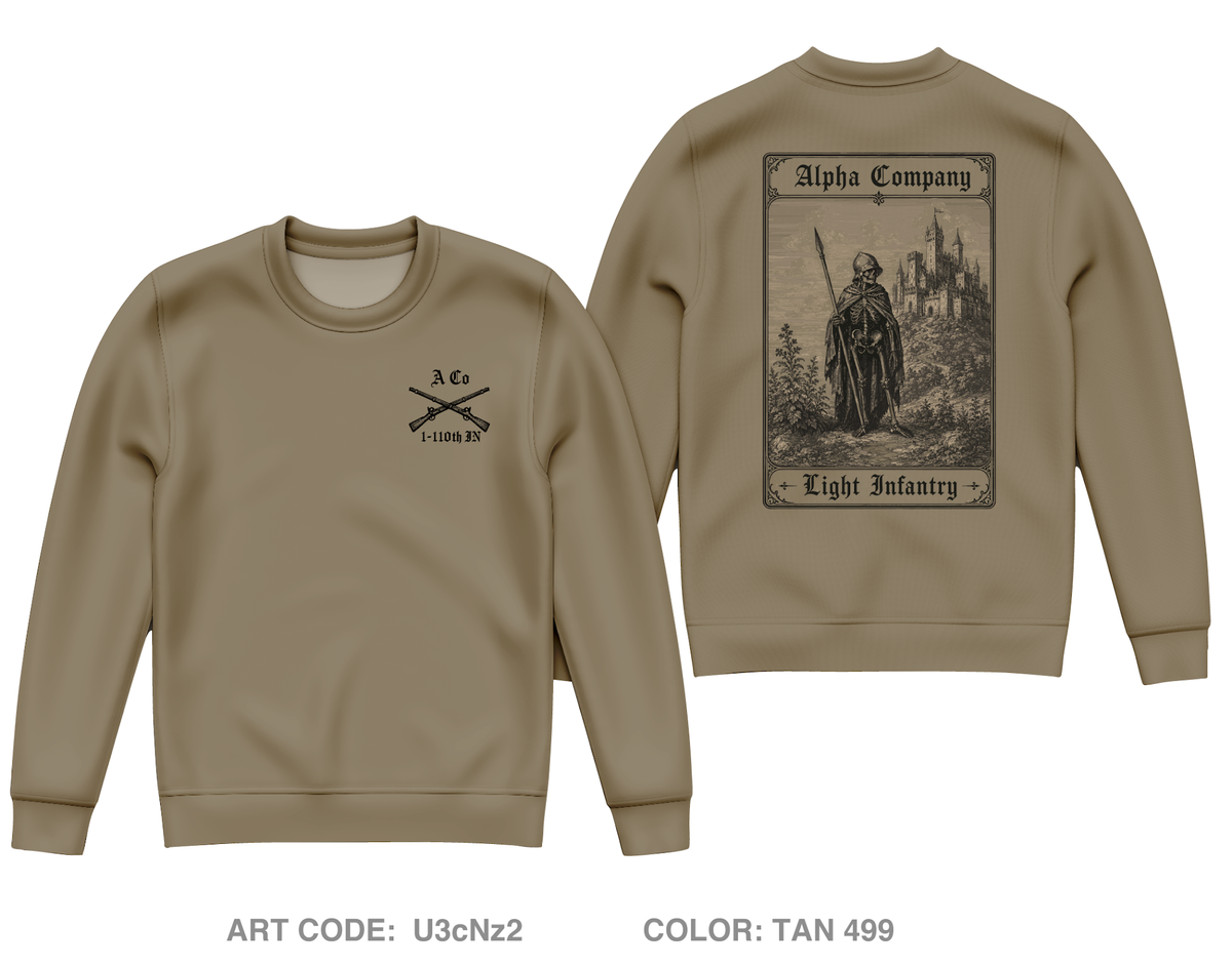 Alpha Company 1-110th Infantry Core Men's Crewneck Performance Sweatshirt - U3cNz2