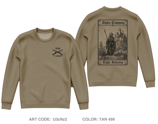 Alpha Company 1-110th Infantry Core Men's Crewneck Performance Sweatshirt - U3cNz2