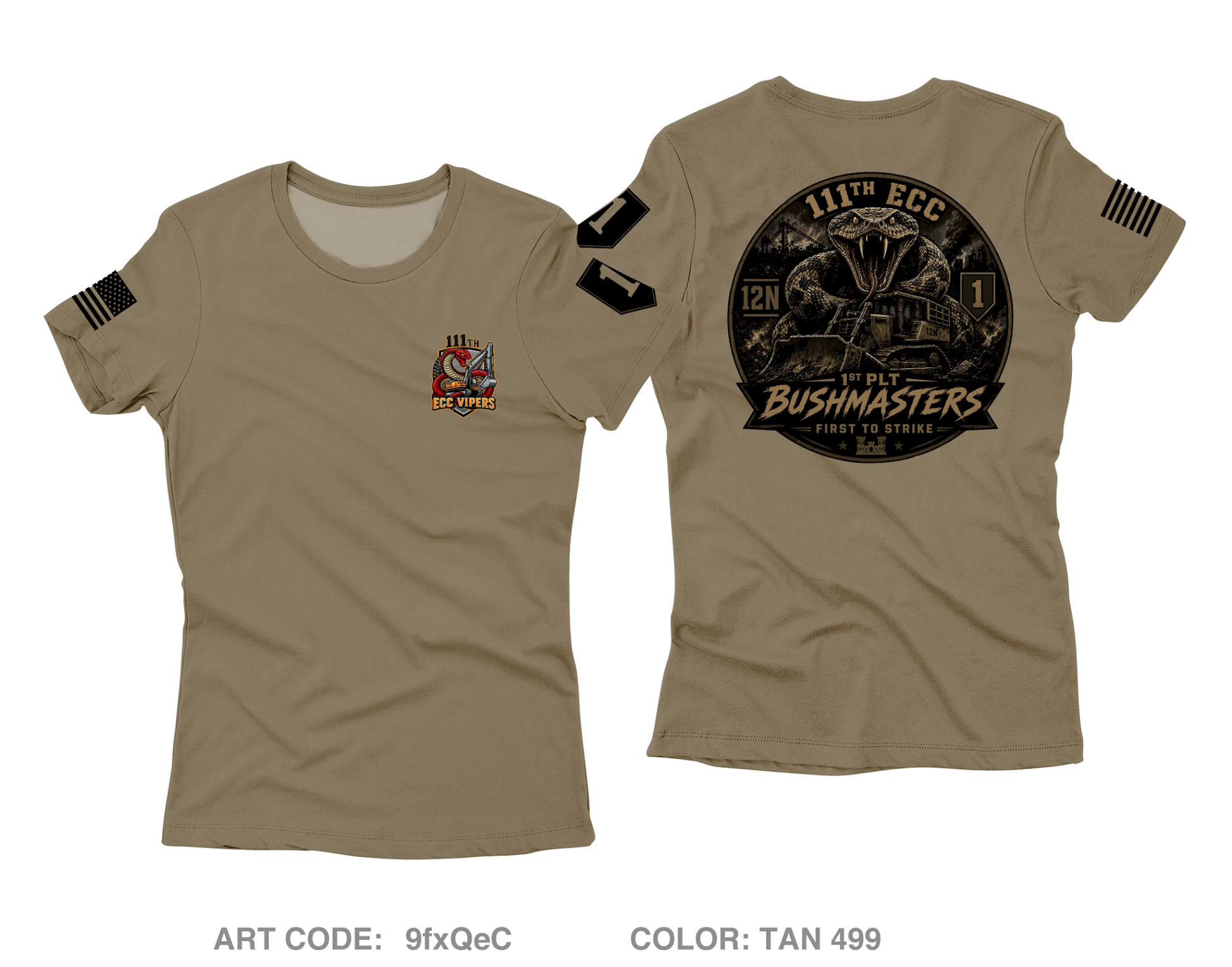 111th ECC 1st Platoon Bushmasters Core Women's SS Performance Tee - 9fxQeC
