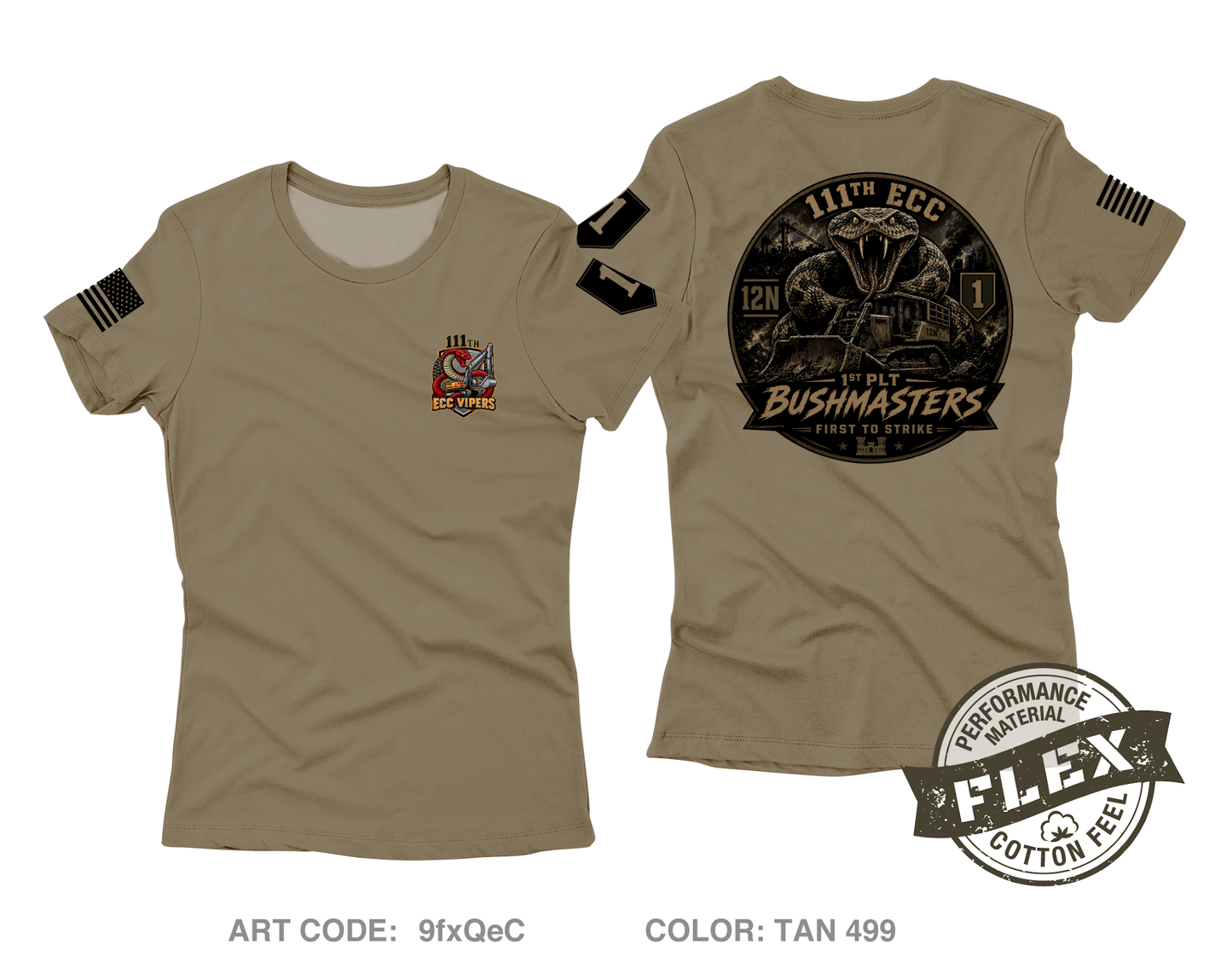 111th ECC 1st Platoon Bushmasters Core Women's SS Flex Performance Tee - 9fxQeC