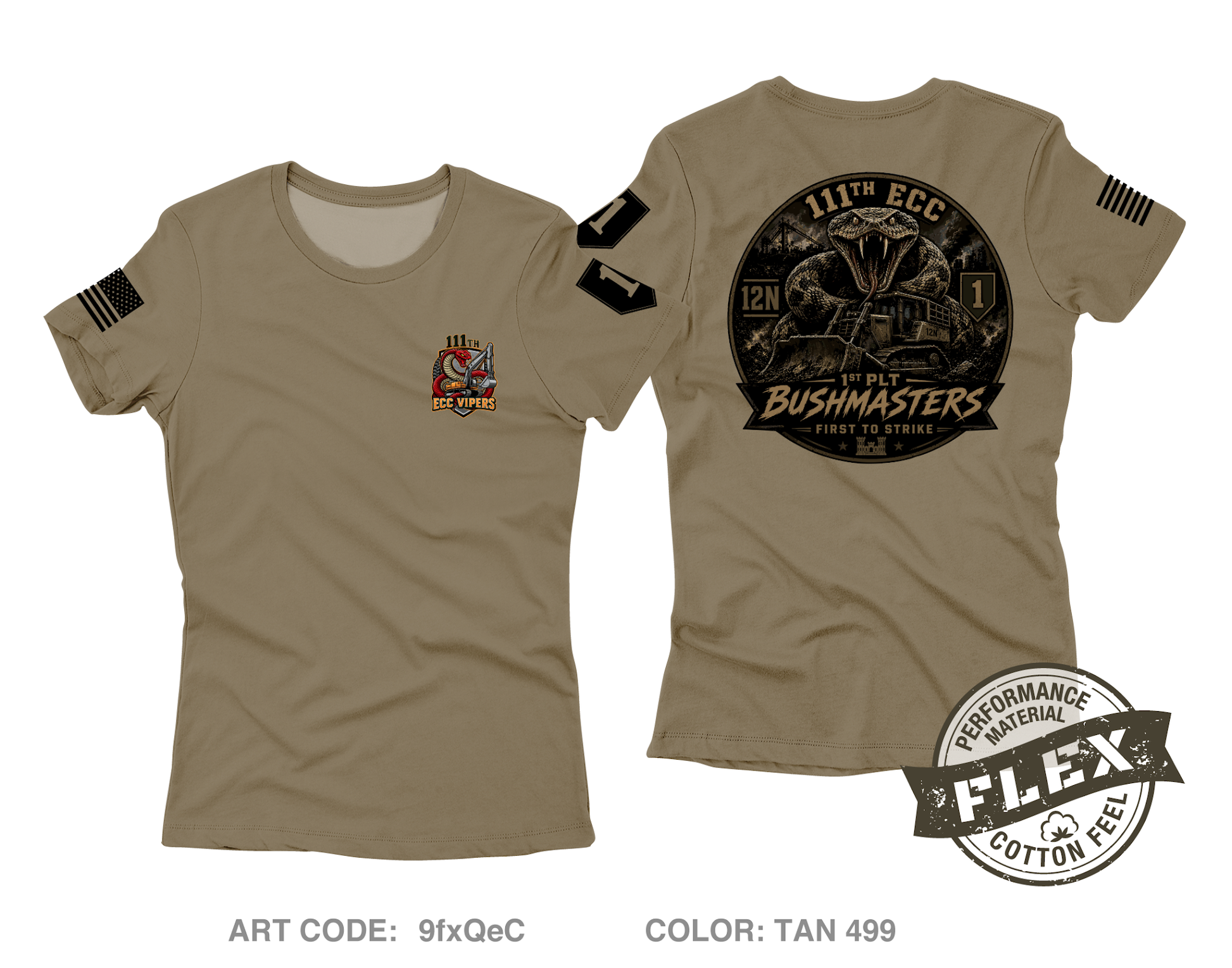 111th ECC 1st Platoon Bushmasters Core Women's SS Flex Performance Tee - 9fxQeC
