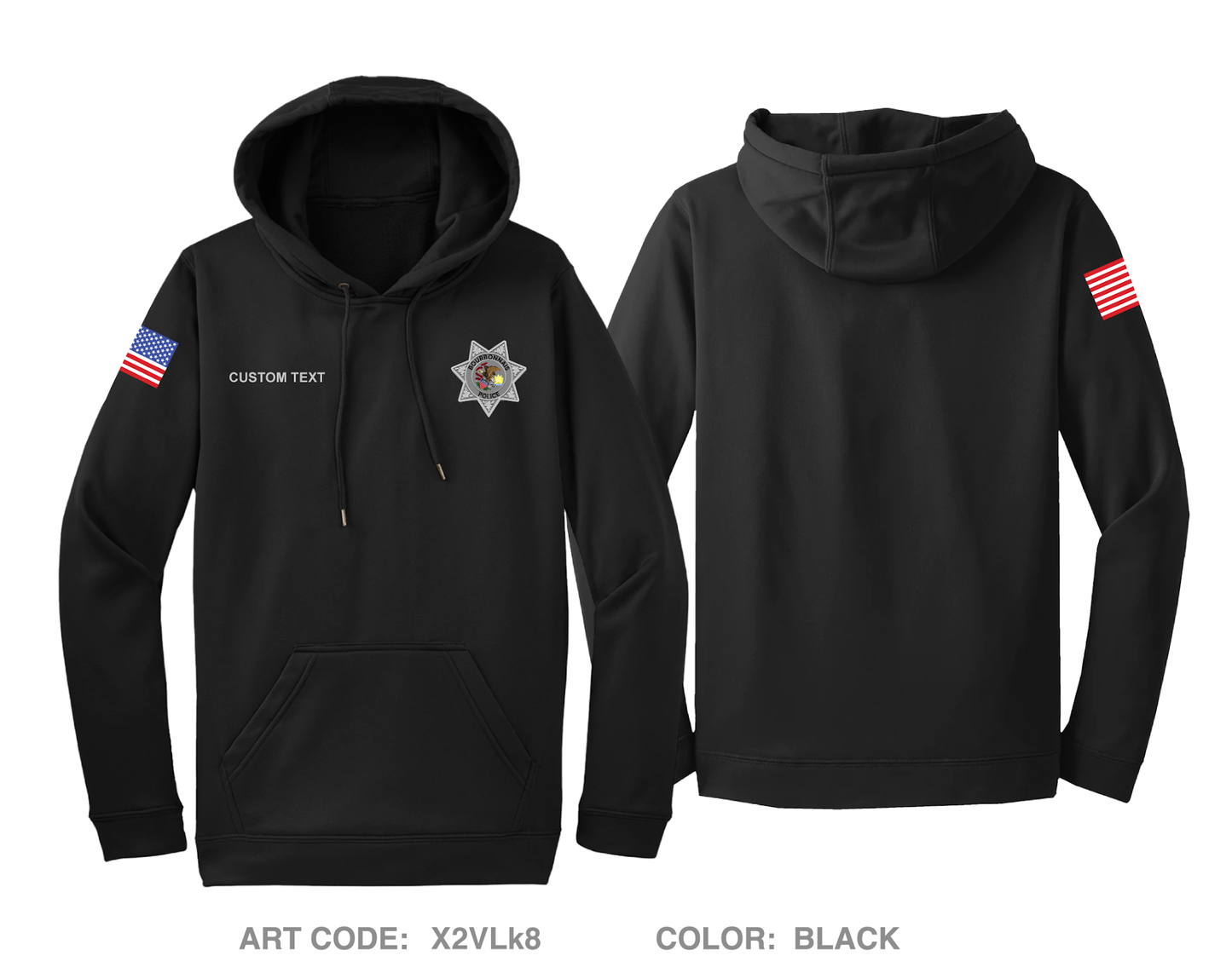 CUSTOM Bourbonnais Police Hi-Tech Performance Hoodie - X2VLk8