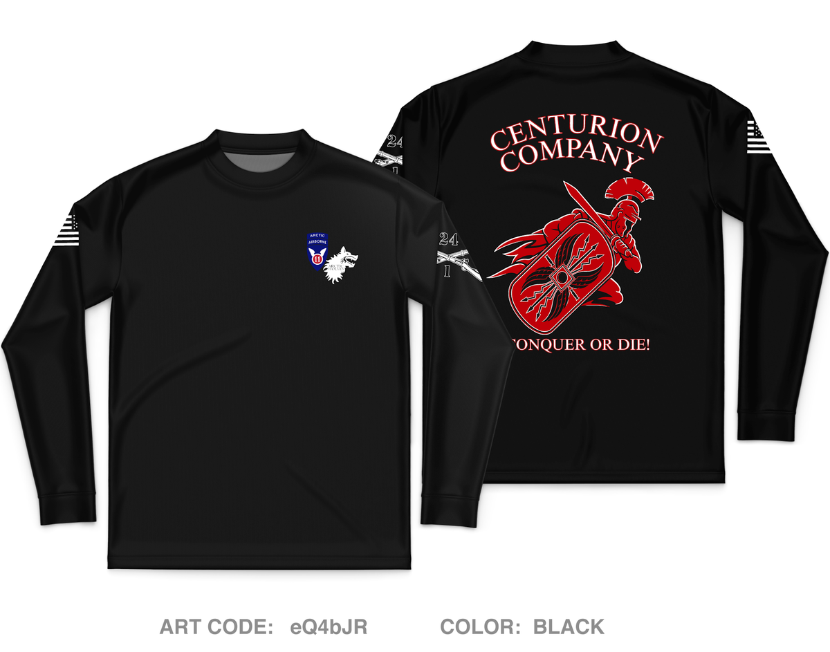 C Co. 1-24 (Centurions) Fundraising Collection Core Men's LS Performance Tee - eQ4bJR