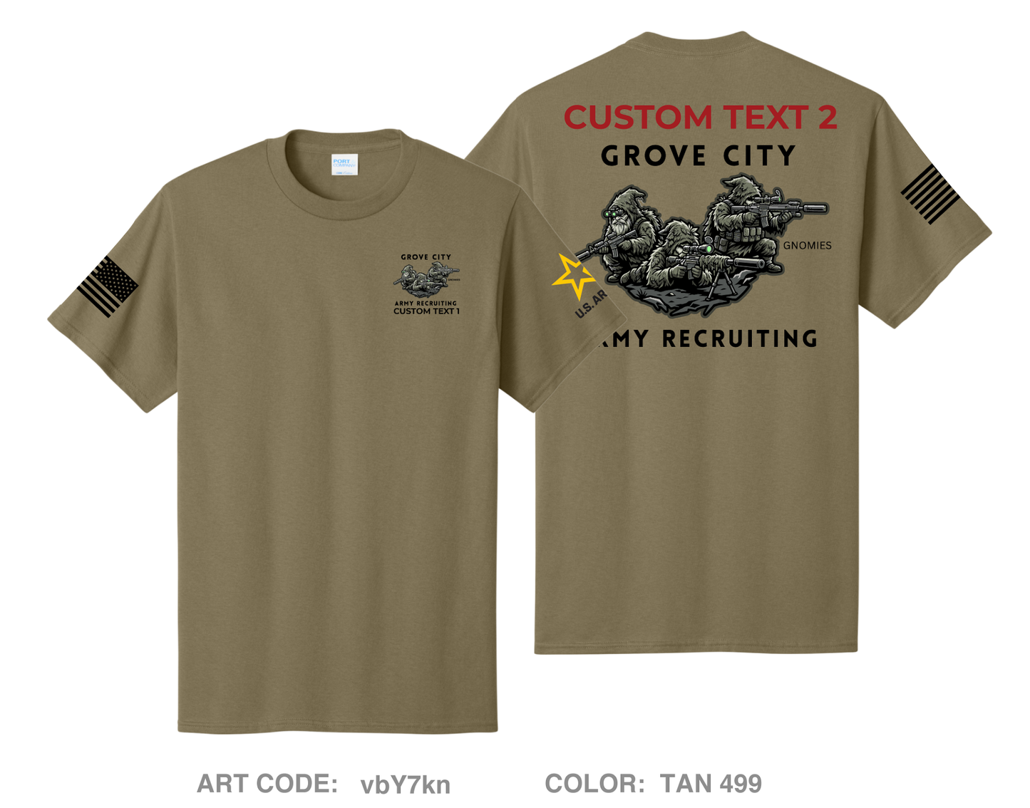 CUSTOM Grove City Army Recruiting Comfort Unisex Cotton SS Tee - vbY7kn