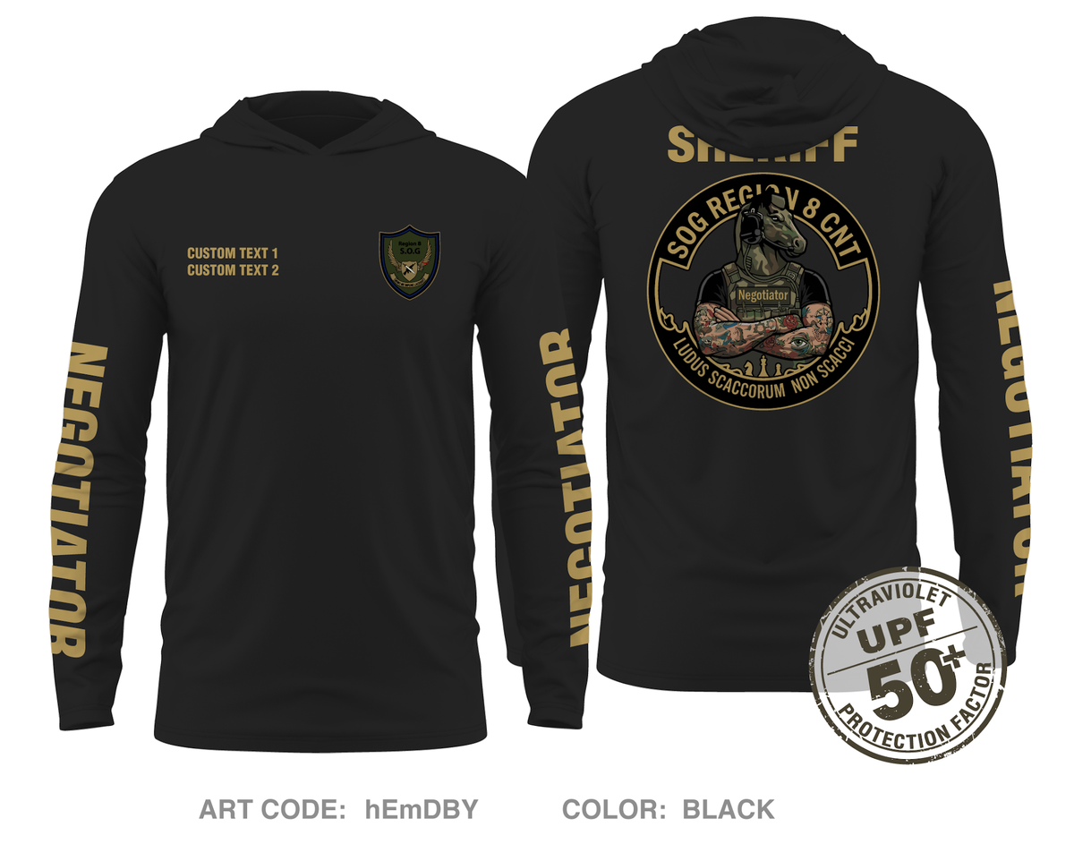 CUSTOM Region 8 HNT Core Men's UPF 50+ Hooded Performance LS Tee - hEmDBY