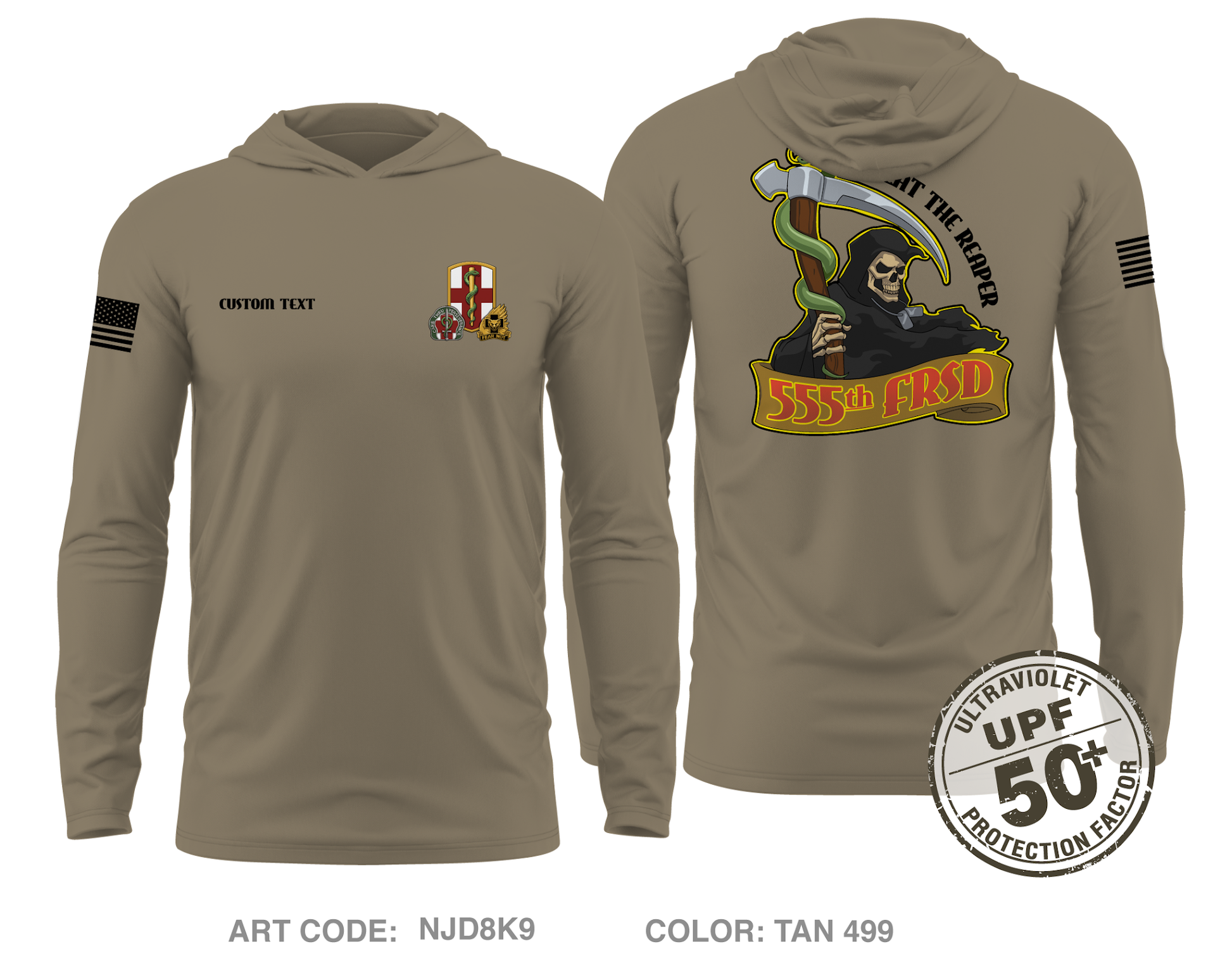 CUSTOM 555th FRSD Core Men's UPF 50+ Hooded Performance LS Tee - NJD8K9