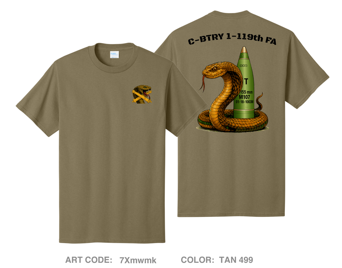 C-BTRY 1-119th FA Comfort Unisex Cotton SS Tee - 7Xmwmk