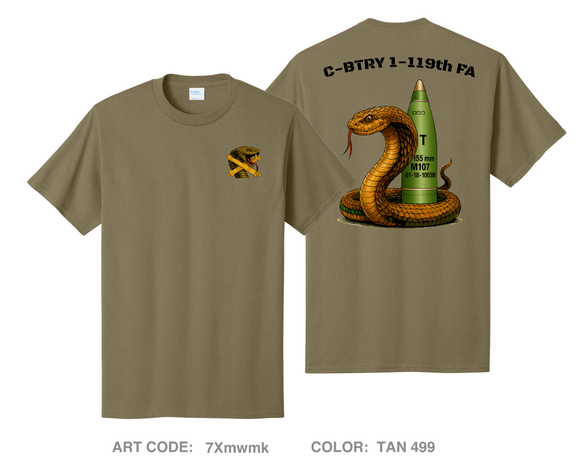 C-BTRY 1-119th FA Comfort Unisex Cotton SS Tee - 7Xmwmk