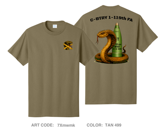 C-BTRY 1-119th FA Comfort Unisex Cotton SS Tee - 7Xmwmk