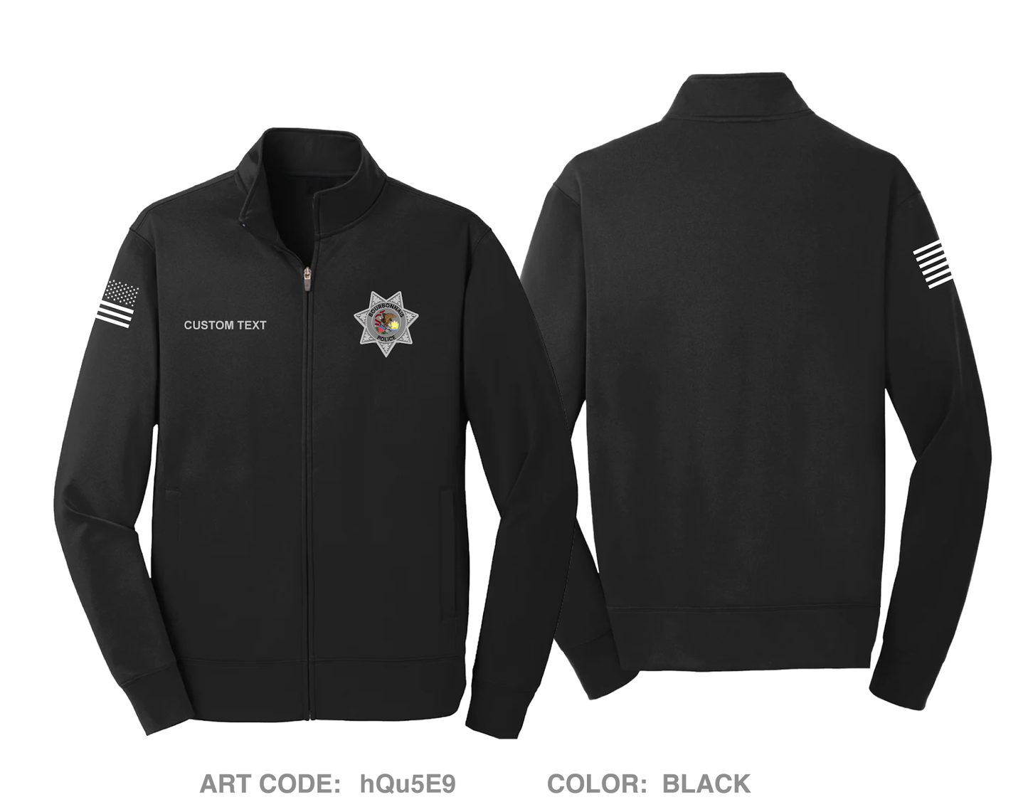 CUSTOM Bourbonnais Police Hi-Tech Performance Full-Zip Fleece Jacket - hQu5E9