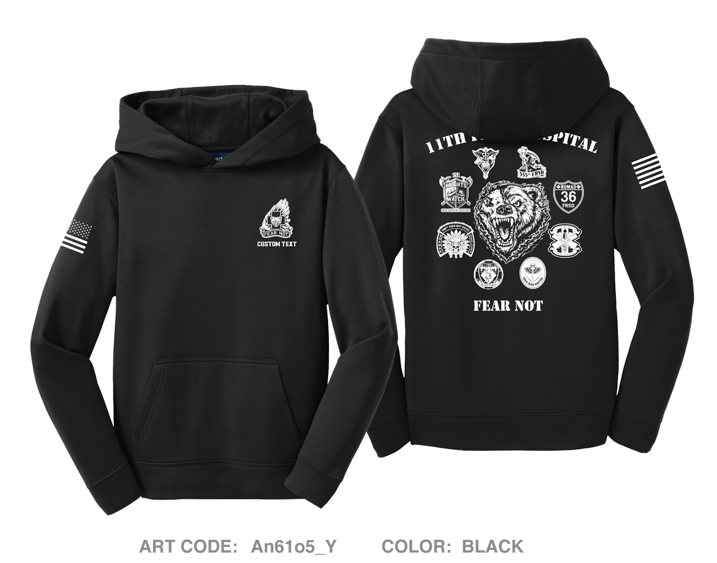 CUSTOM 11th Field Hospital Hi-Tech Performance Unisex Youth hoodie- An61o5