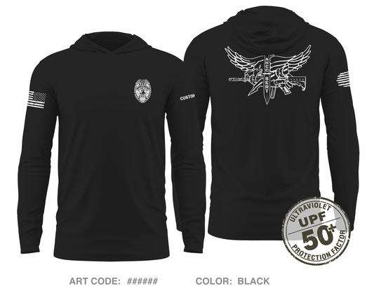 CUSTOM WA Department of Corrections AHCC SERT Core Men's UPF 50+ Hooded Performance LS Tee - Ysgt2M
