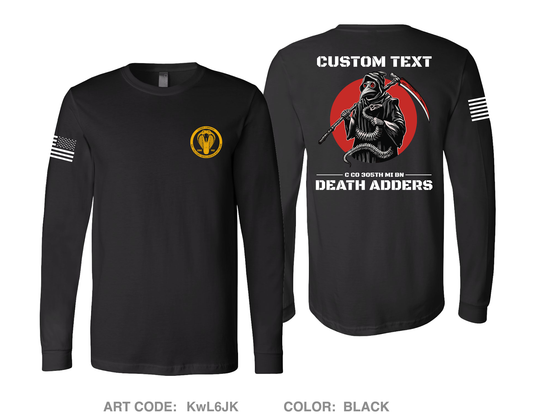 CUSTOM Death Adder Platoon C Co 305th Comfort Unisex Cotton LS Tee - KwL6JK