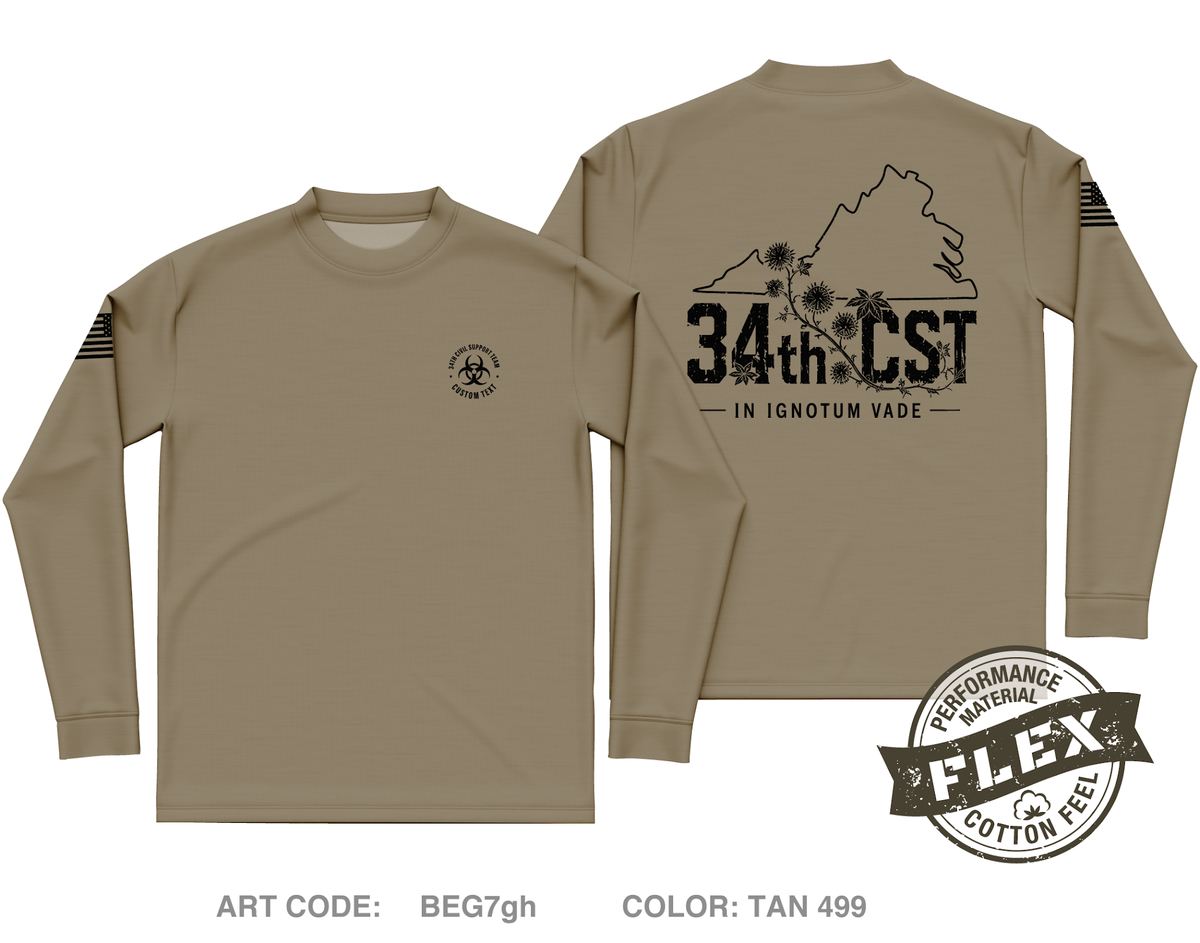 CUSTOM 34th Civil Support Team Core Men's LS Flex Performance Tee - BEG7gh