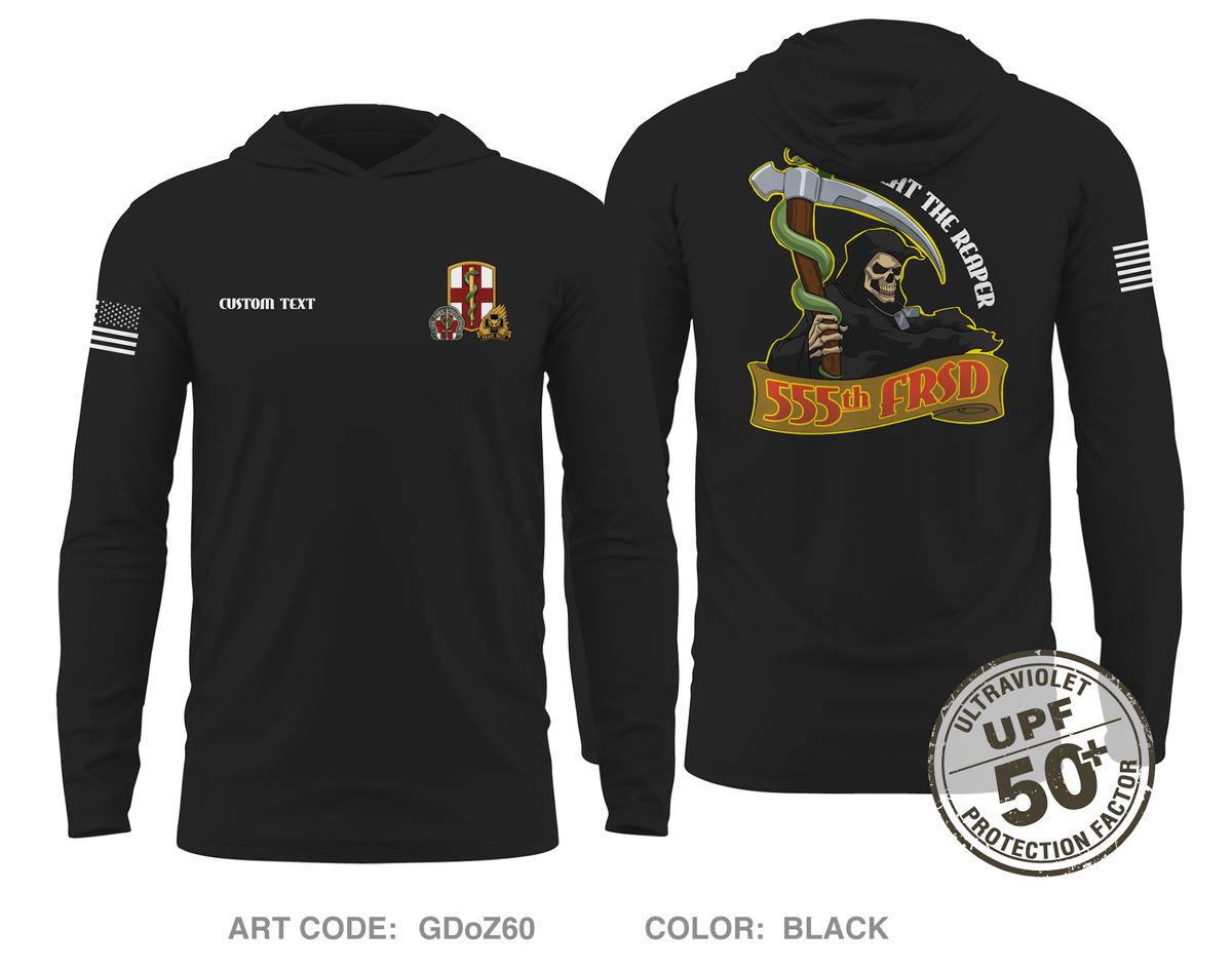 CUSTOM 555th FRSD Core Men's UPF 50+ Hooded Performance LS Tee - GDoZ60