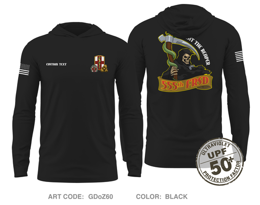 CUSTOM 555th FRSD Core Men's UPF 50+ Hooded Performance LS Tee - GDoZ60