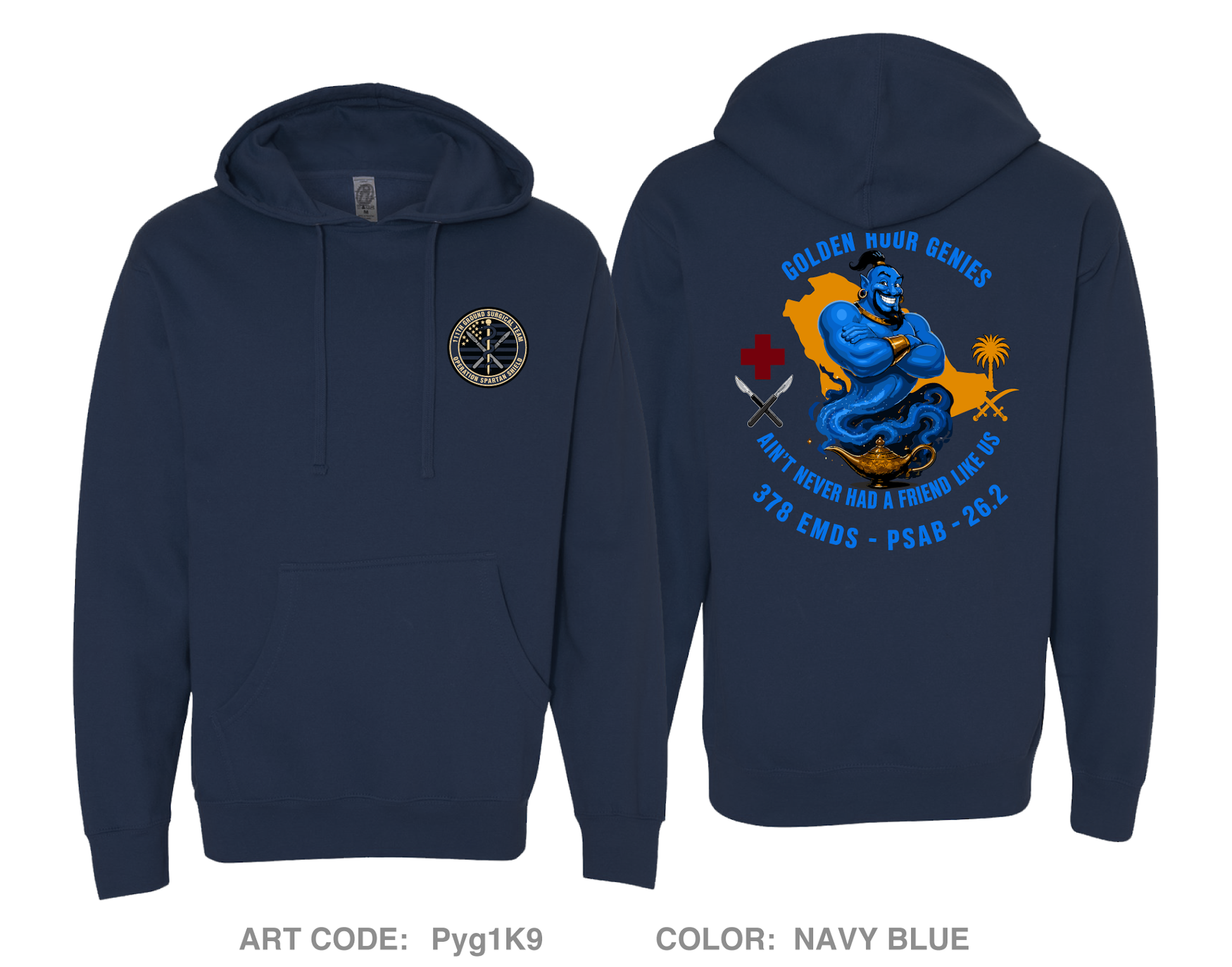111th Ground Surgical Team Comfort Unisex Hooded Sweatshirt - Pyg1K9