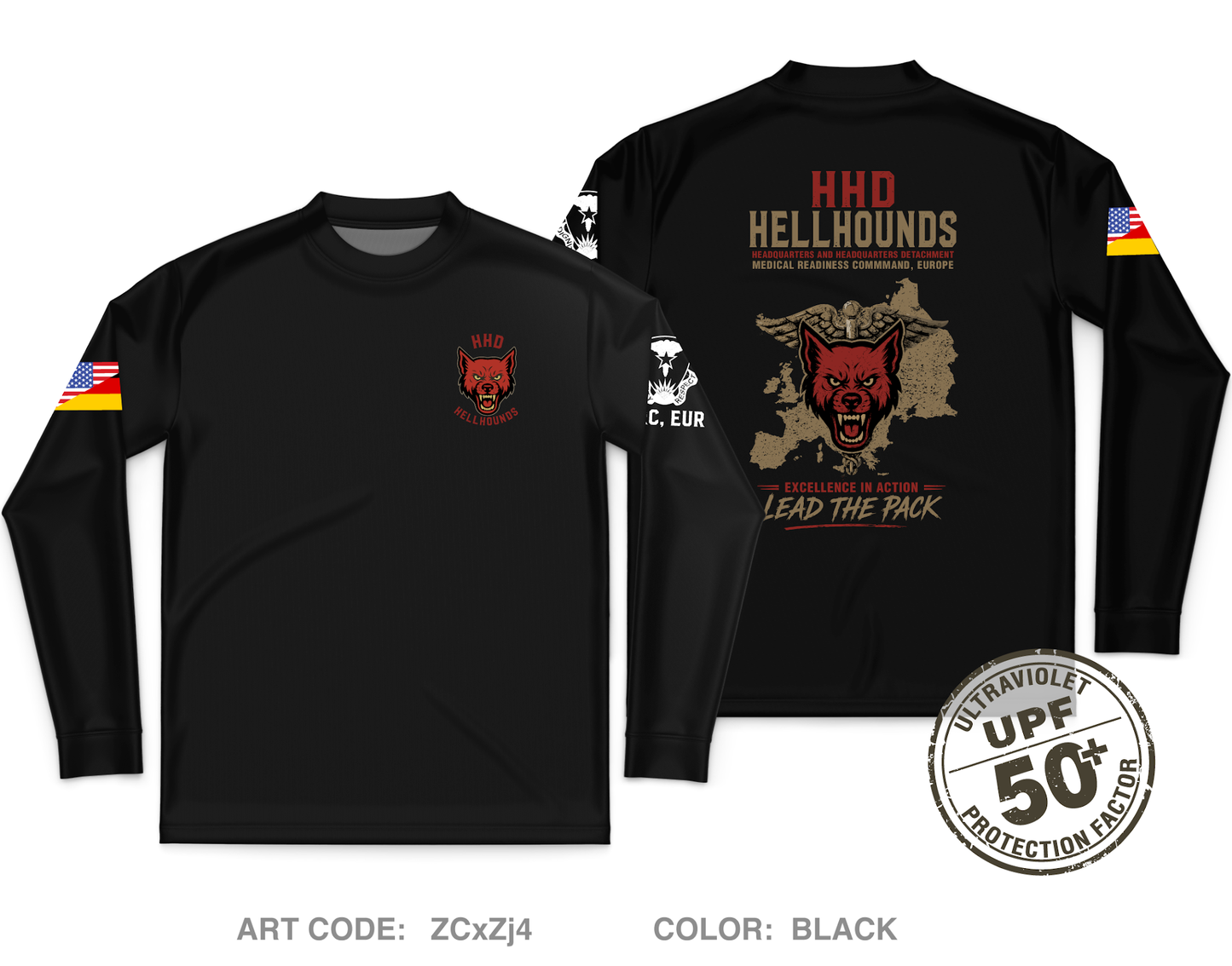 HHD, Medical Readiness Command, Europe Core Men's UPF 50+ Performance LS Tee - ZCxZj4