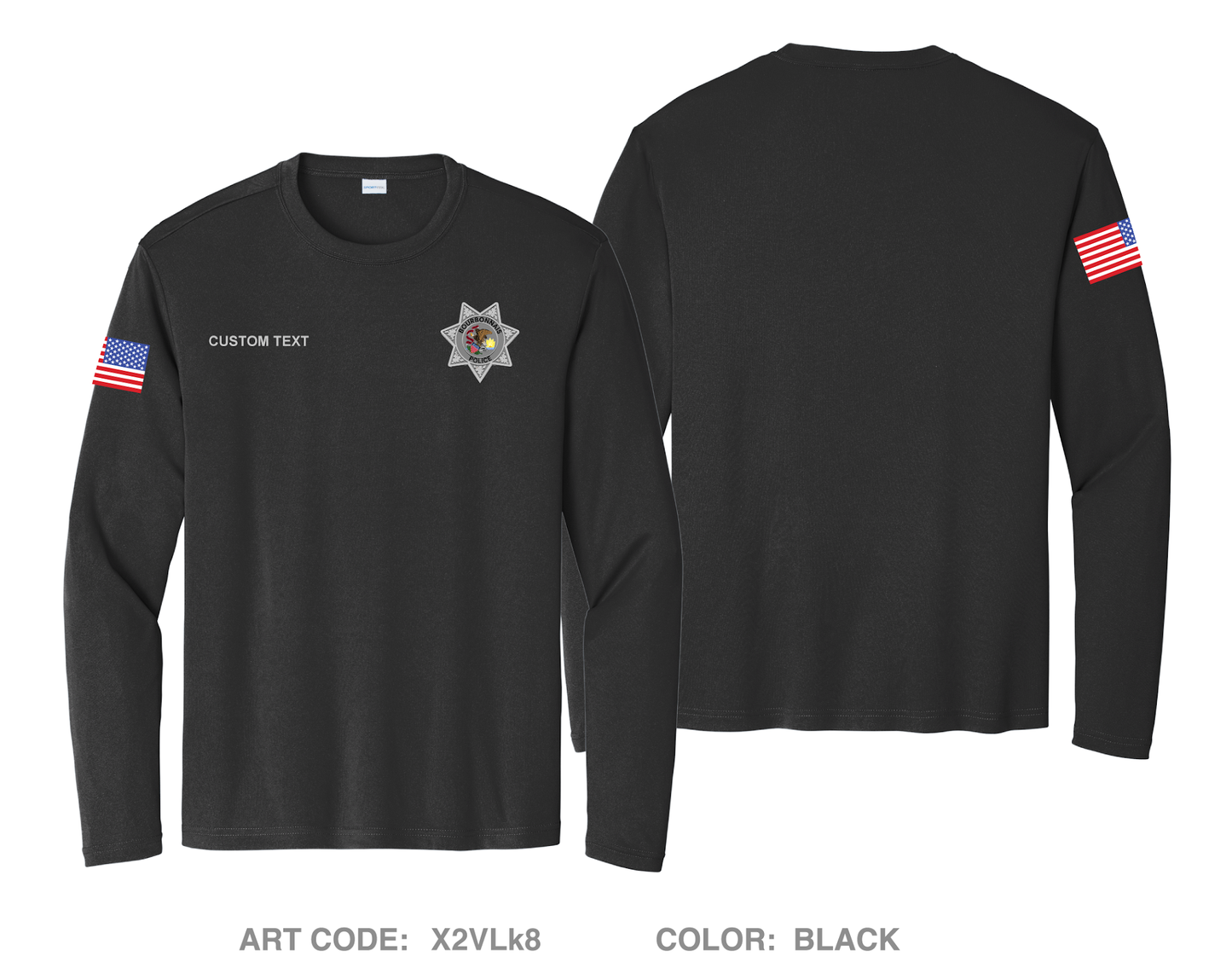 CUSTOM Bourbonnais Police Hi-Tech Performance Unisex LS Tee - X2VLk8