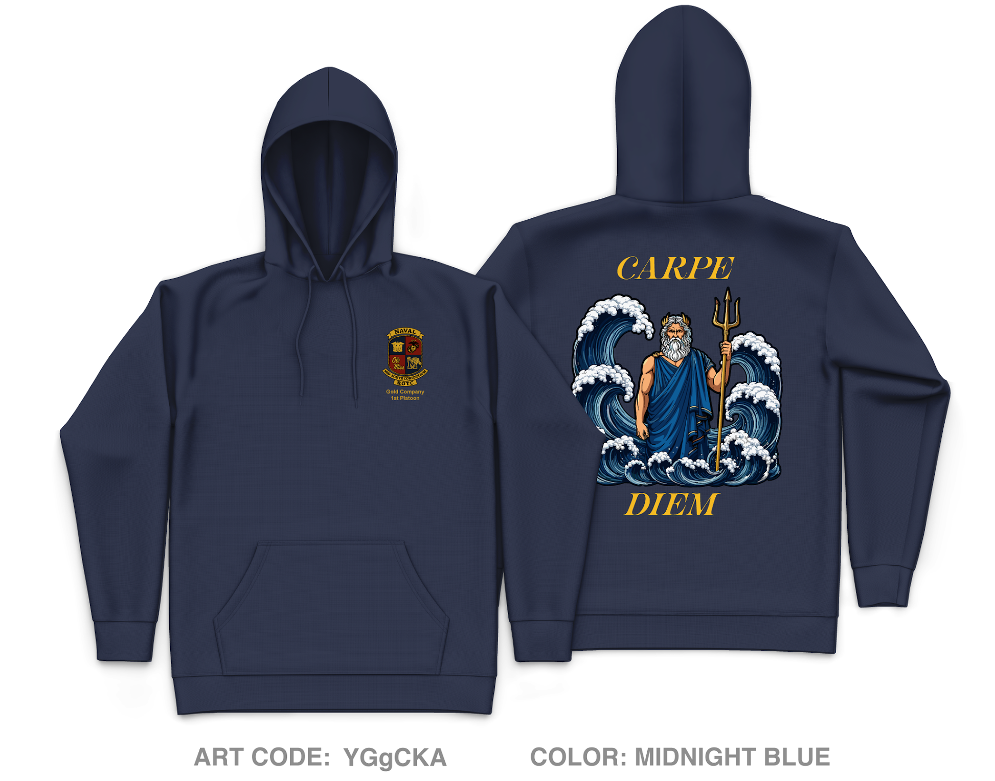 University of Memphis NROTC Core Men's Hooded Performance Sweatshirt - YGgCKA