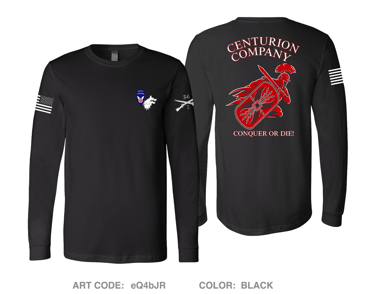 C Co. 1-24 (Centurions) Fundraising Collection Comfort Unisex Cotton LS Tee - eQ4bJR