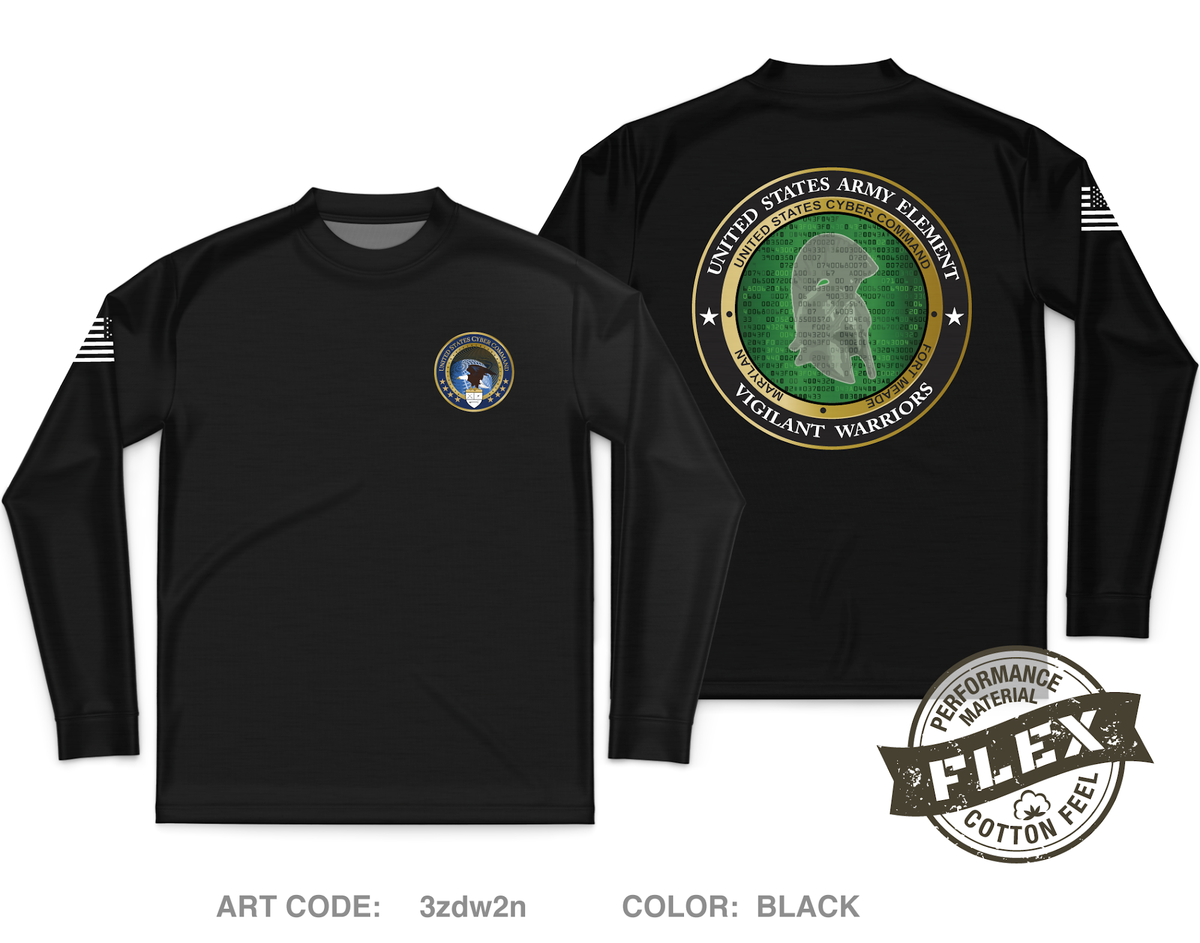 United States Army Element, CYBERCOM Core Men's LS Flex Performance Tee - 3zdw2n