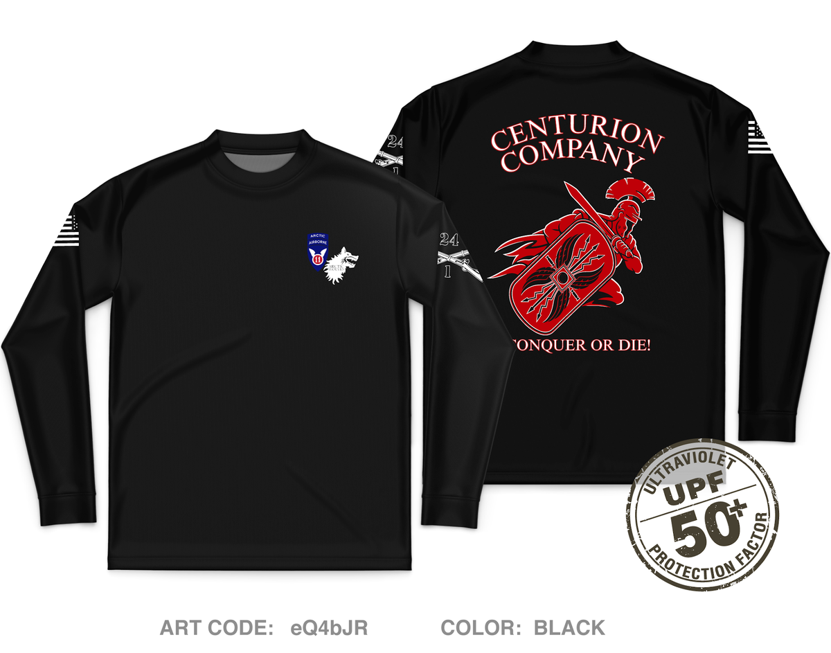 C Co. 1-24 (Centurions) Fundraising Collection Core Men's UPF 50+ Performance LS Tee - eQ4bJR
