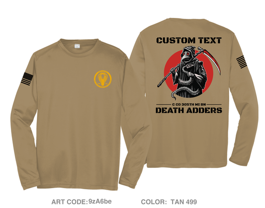 CUSTOM Death Adder Platoon C Co 305th Hi-Tech Performance Unisex LS Tee - 9zA6be