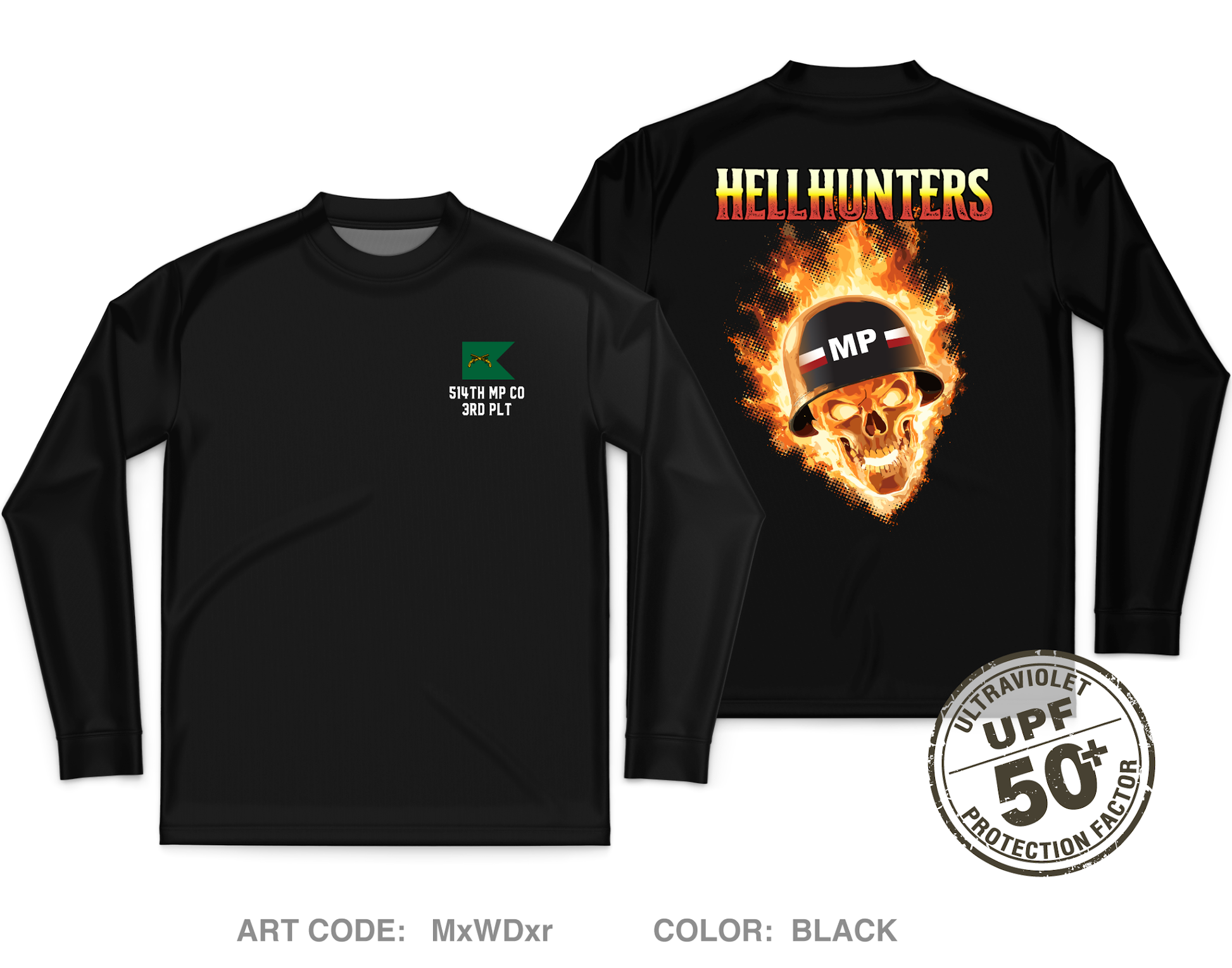 Hellhunters Fundraising Collection Core Men's UPF 50+ Performance LS Tee - MxWDxr